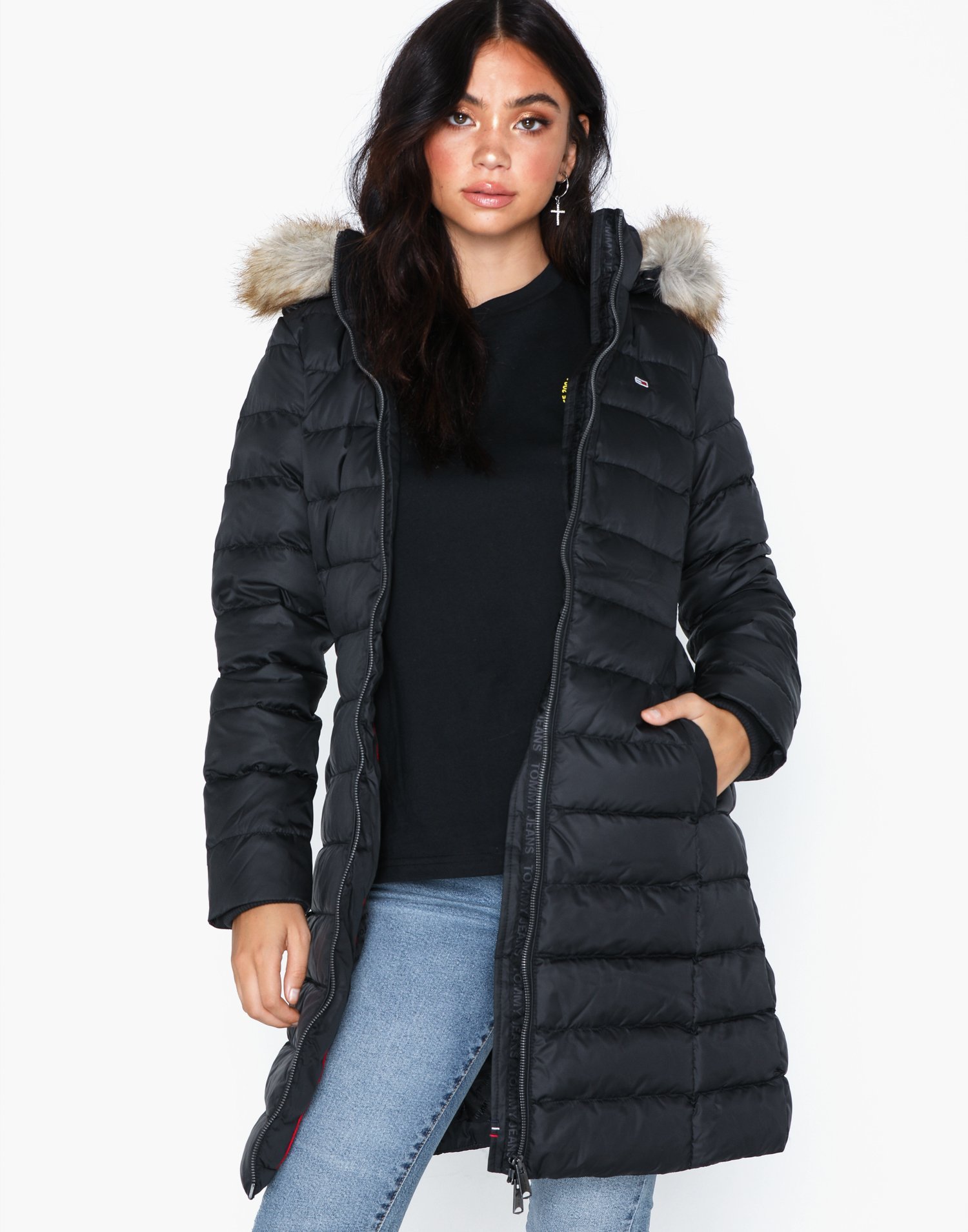 tommy jeans tjw essential hooded down coat