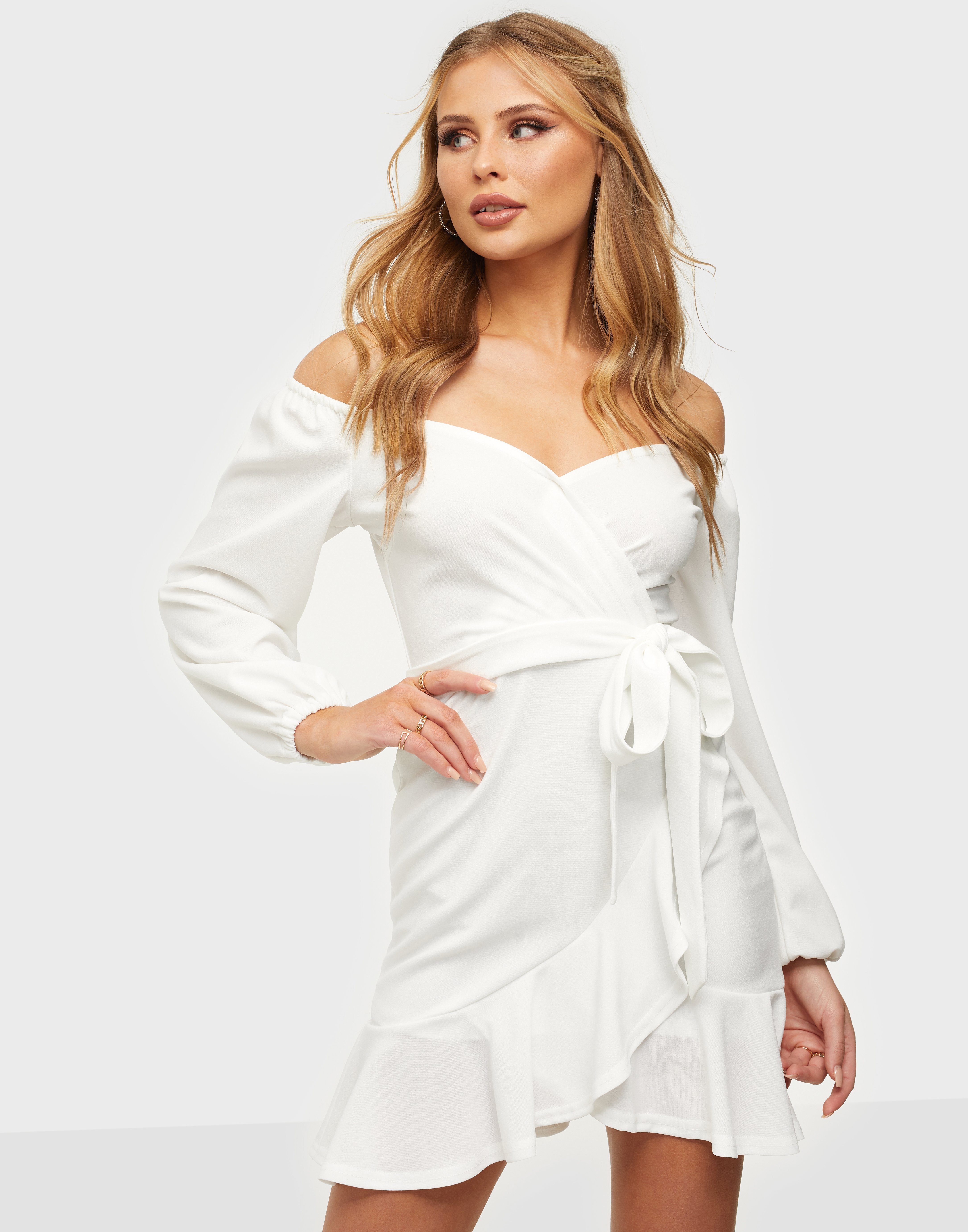 not your rose off shoulder frill dress