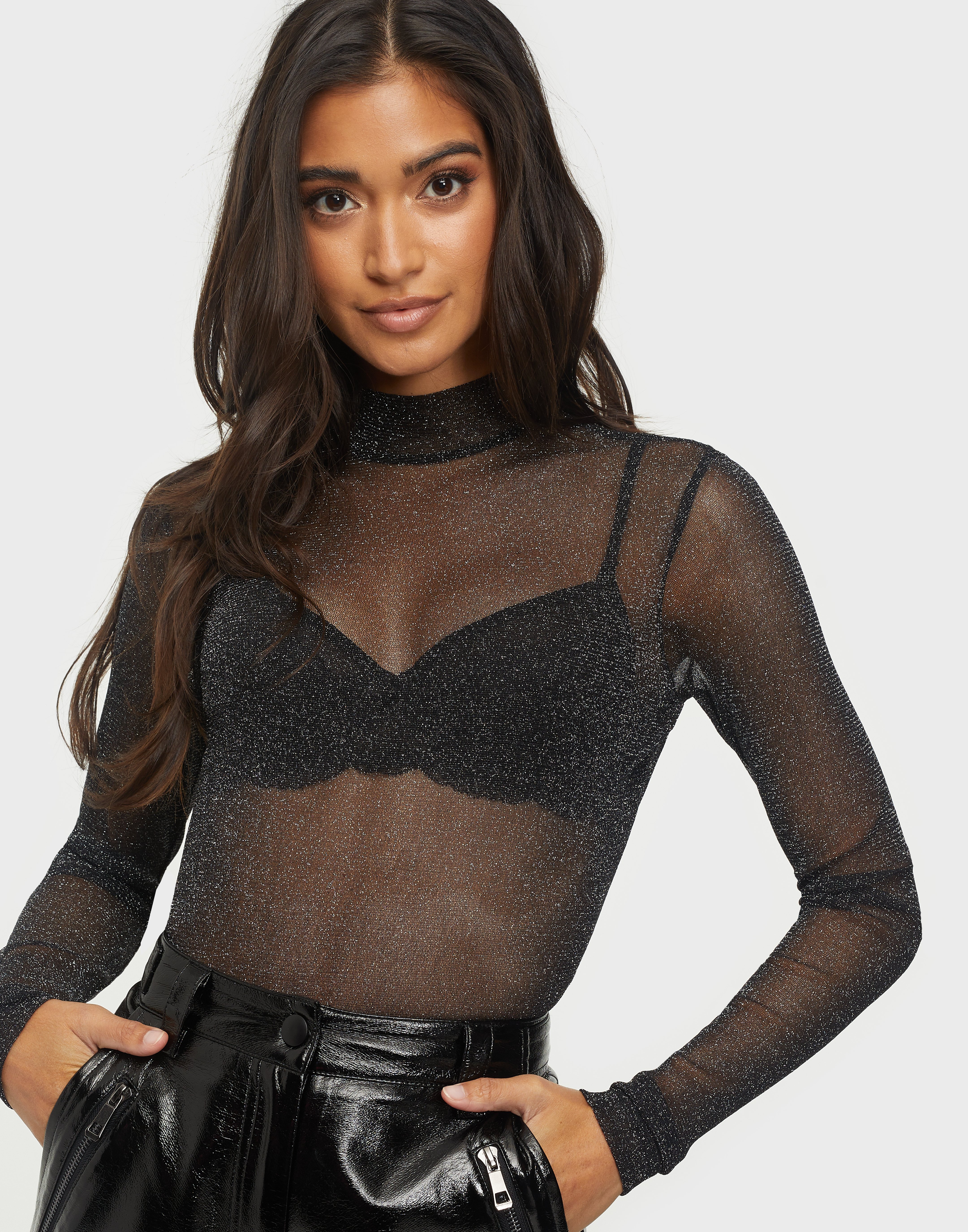 sparkling mesh top