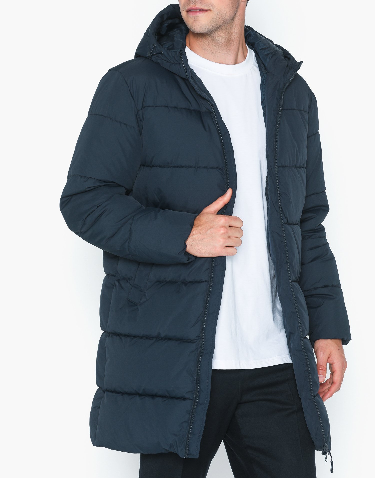 mens long puffer jacket with hood