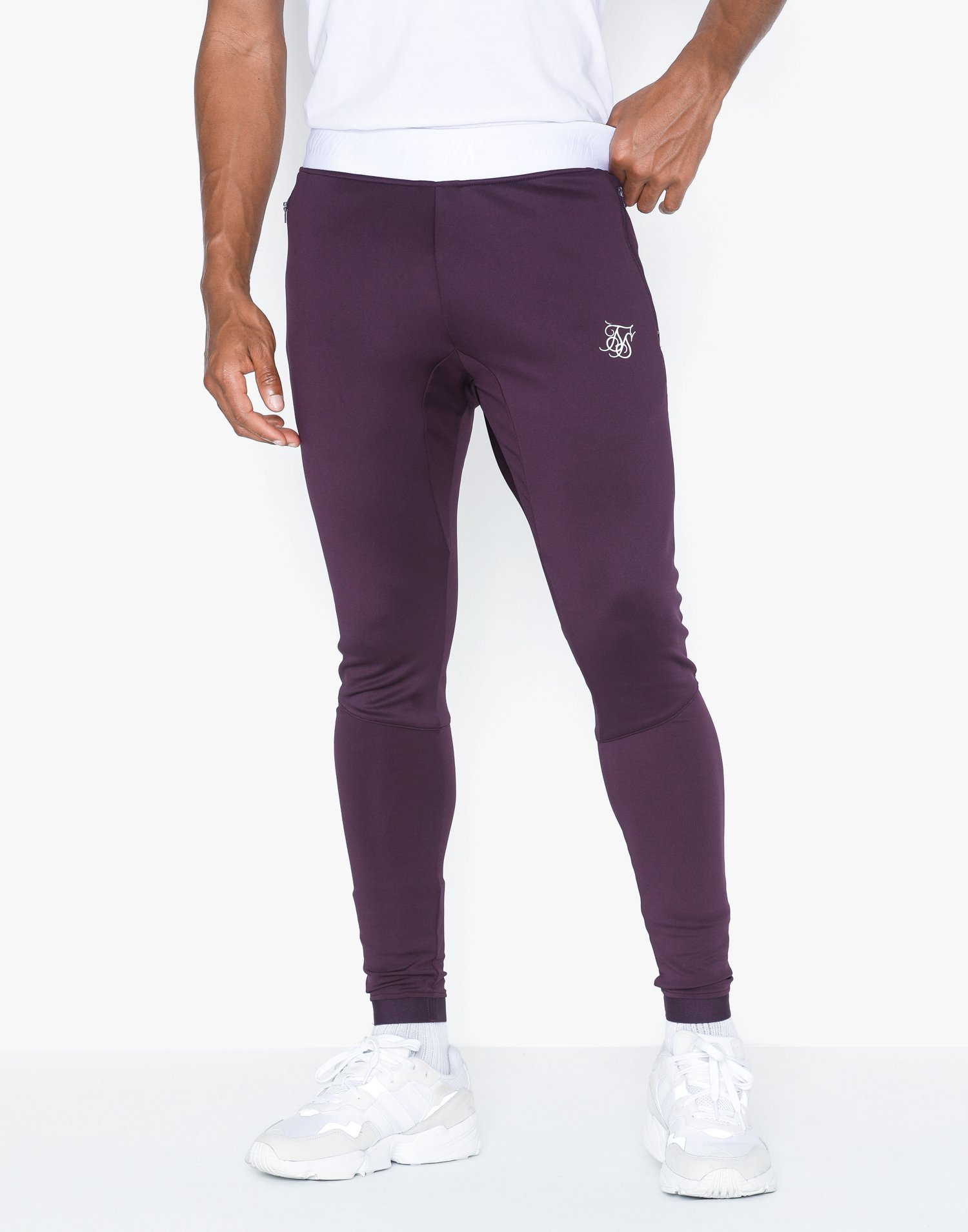 maroon track pants