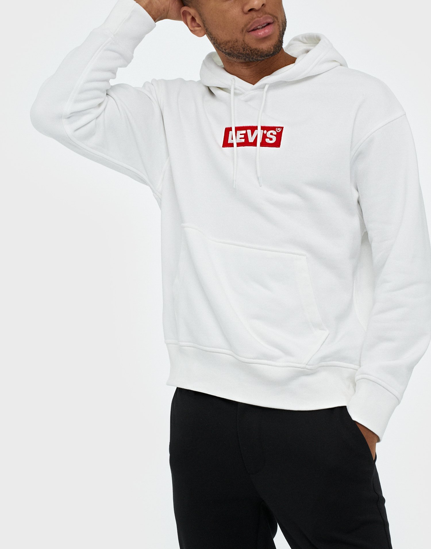 white levi hoodie