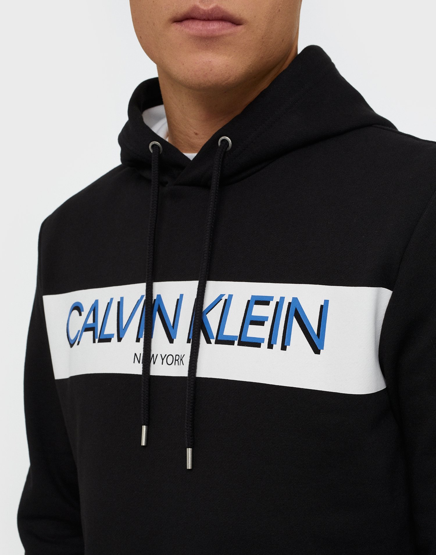 calvin klein stripe logo hoodie