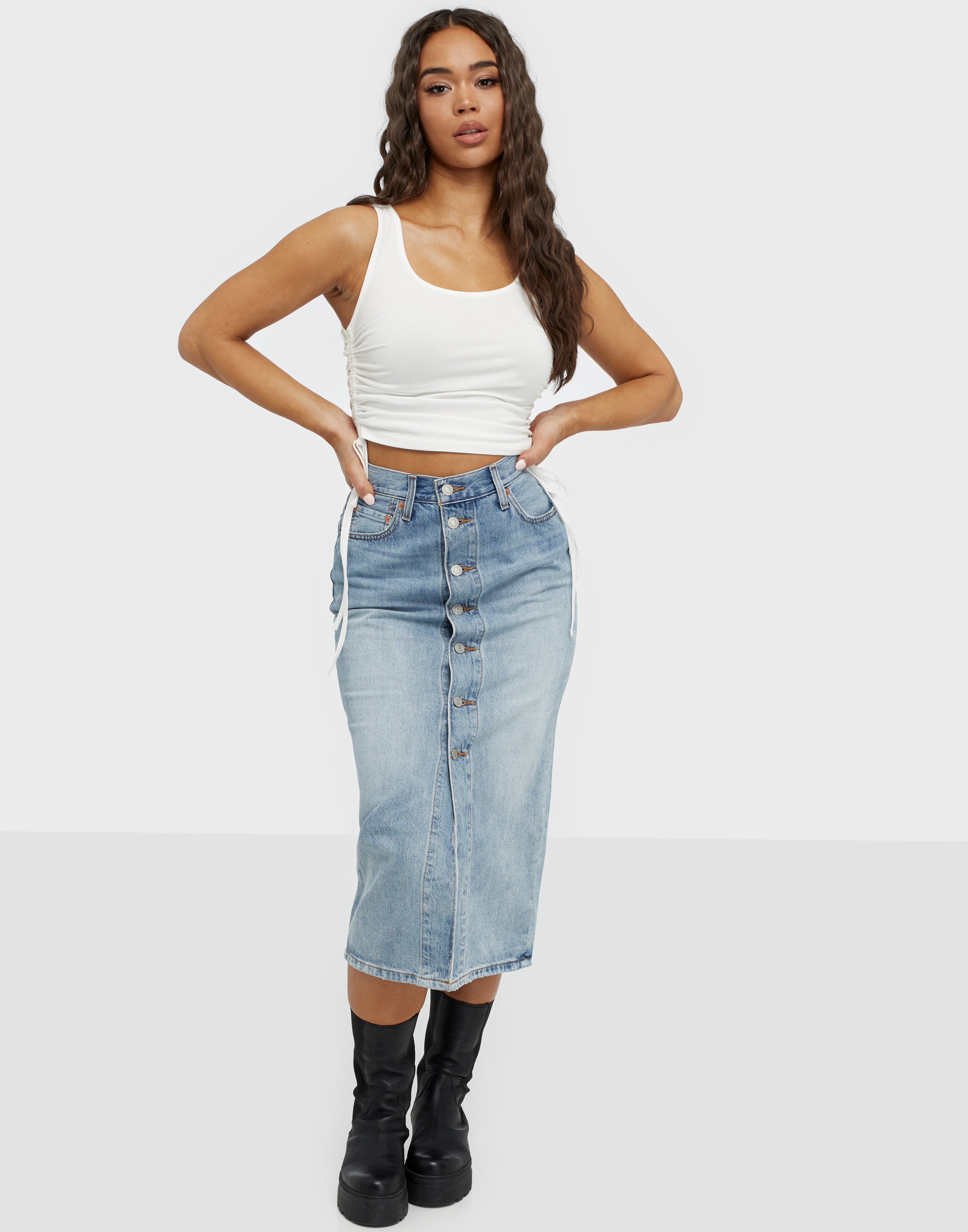 levi's button front skirt