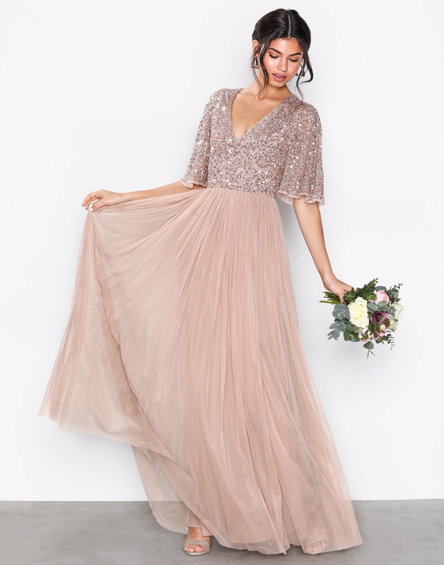 delicate sequin maxi dress