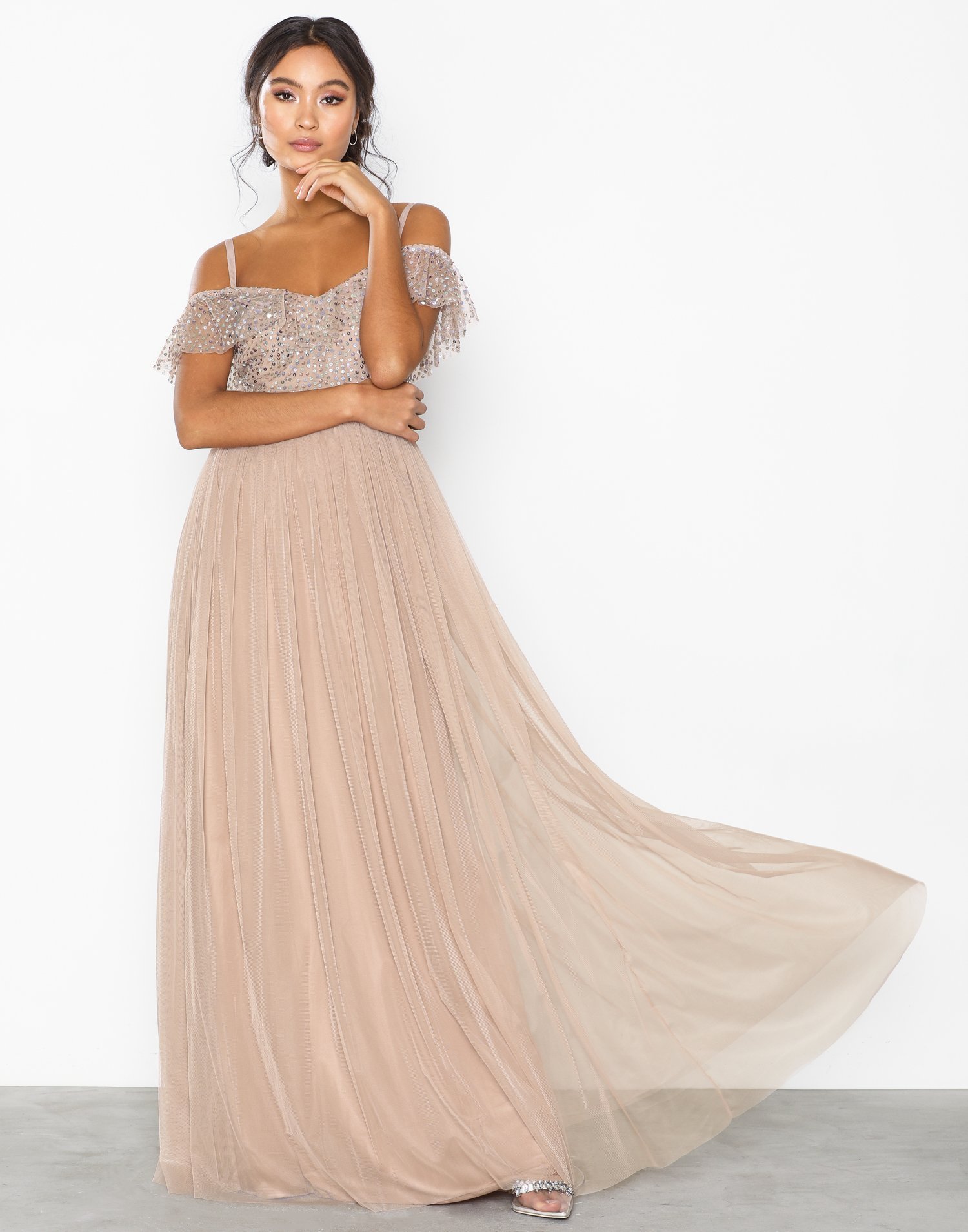 maya cold shoulder maxi dress