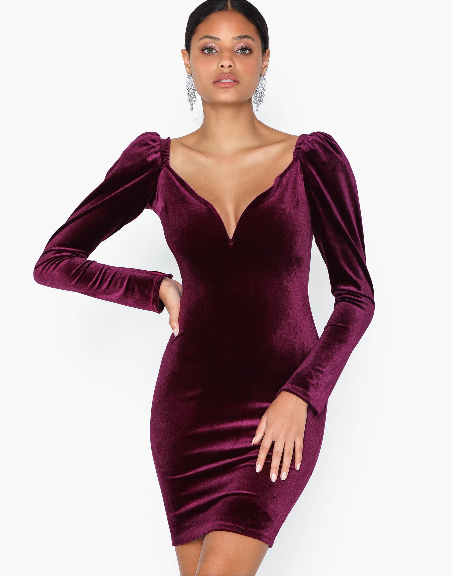 magenta velvet dress