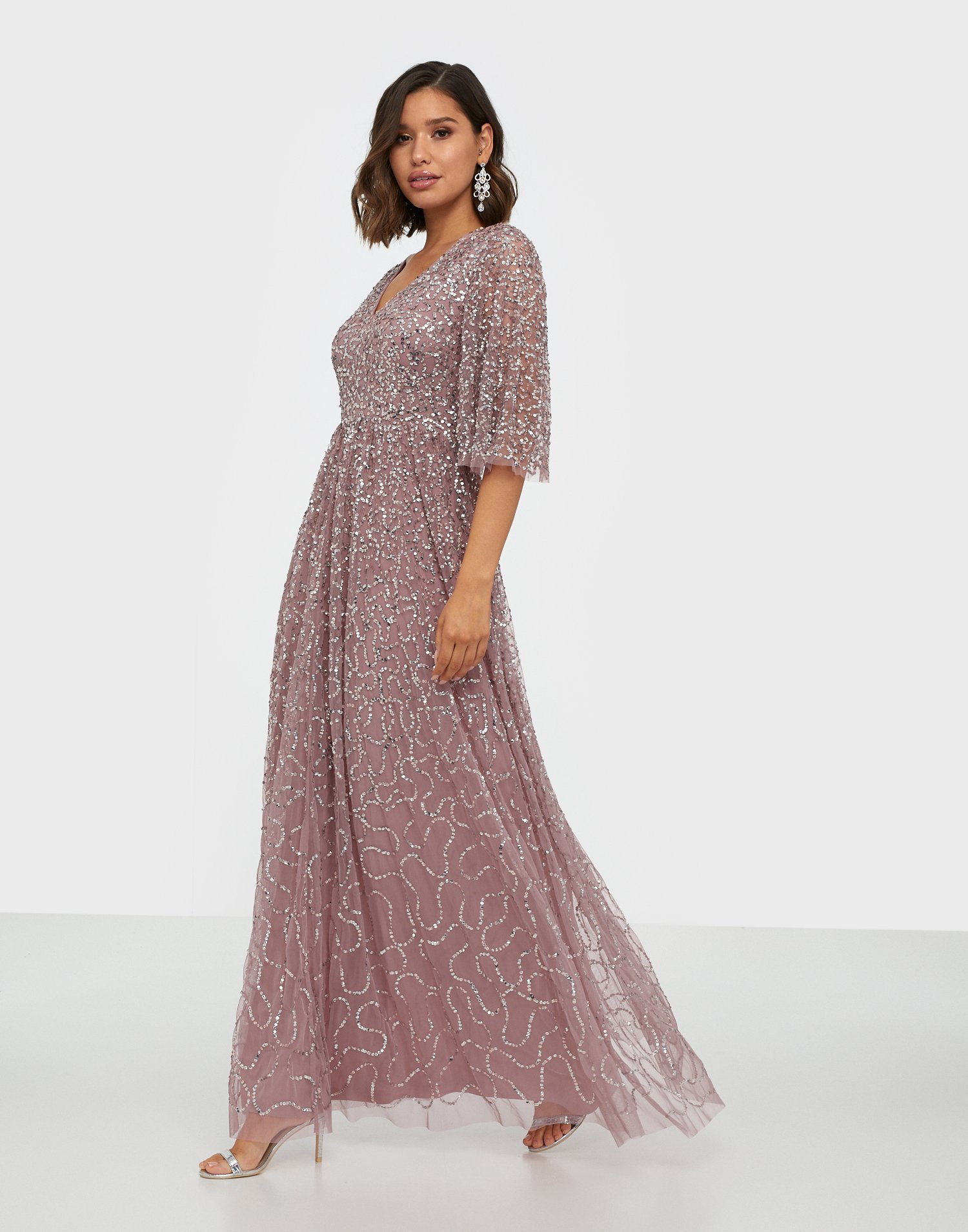 maxi dress with cape sleeves