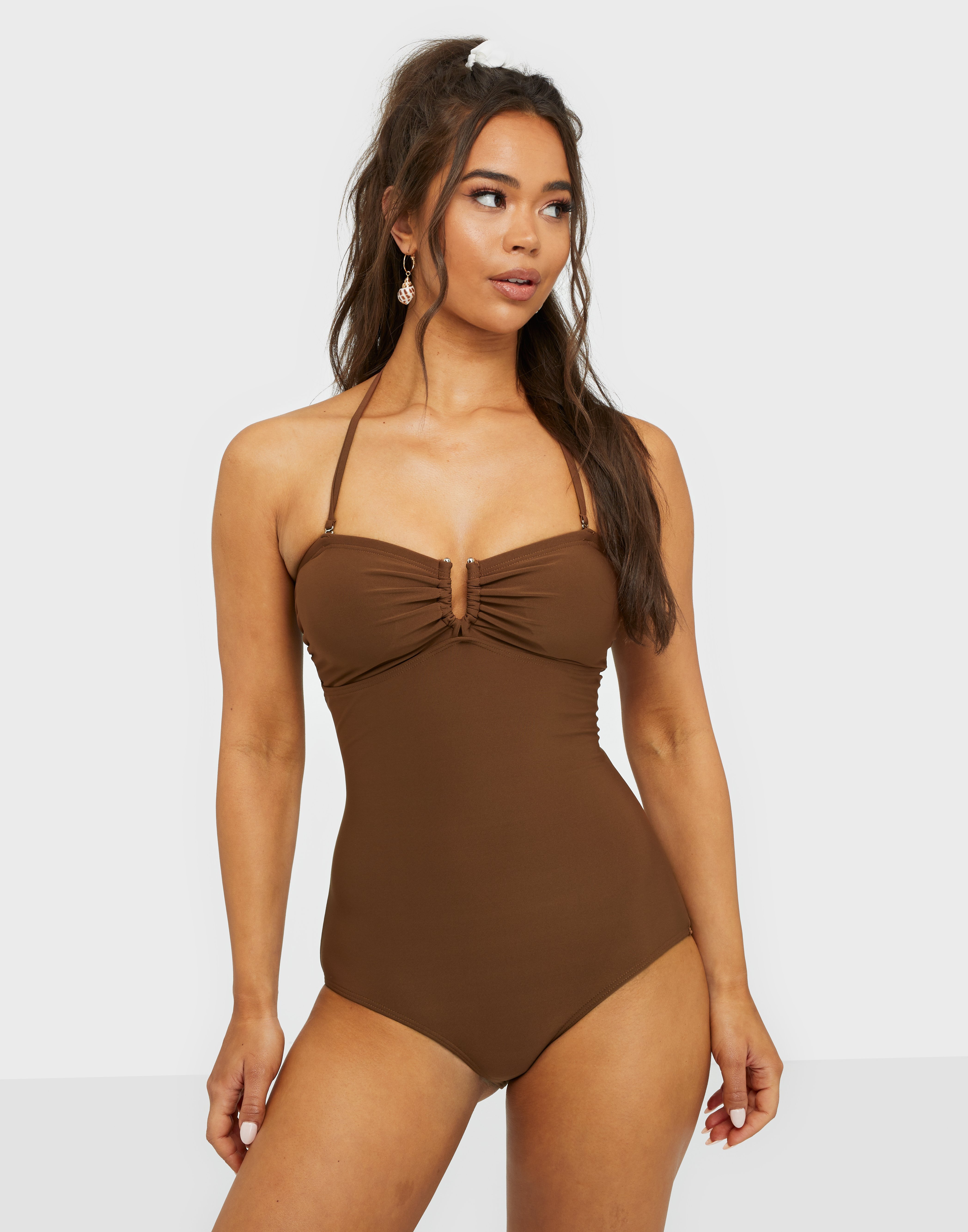brown swimsuit