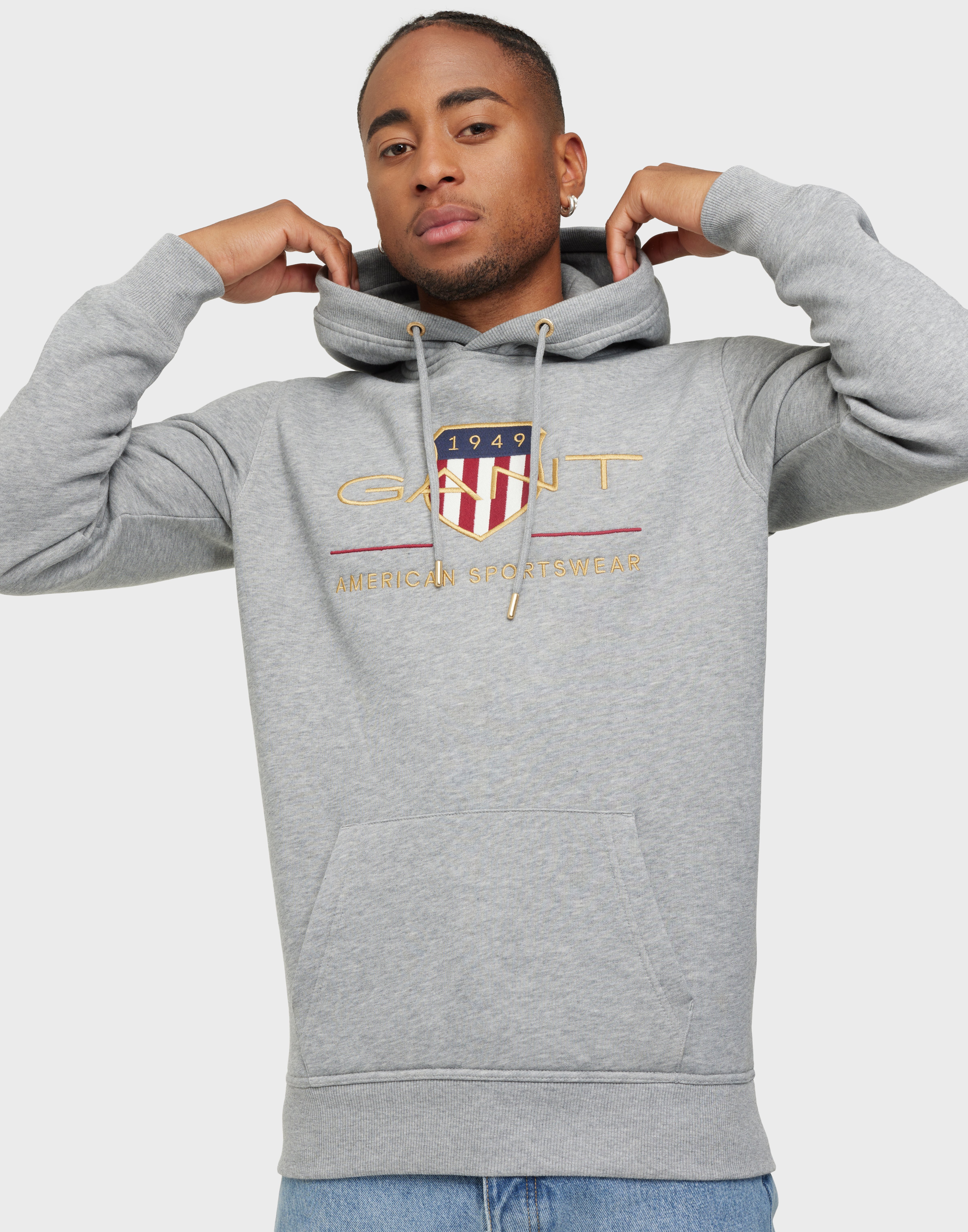 gant shield hoodie grey melange