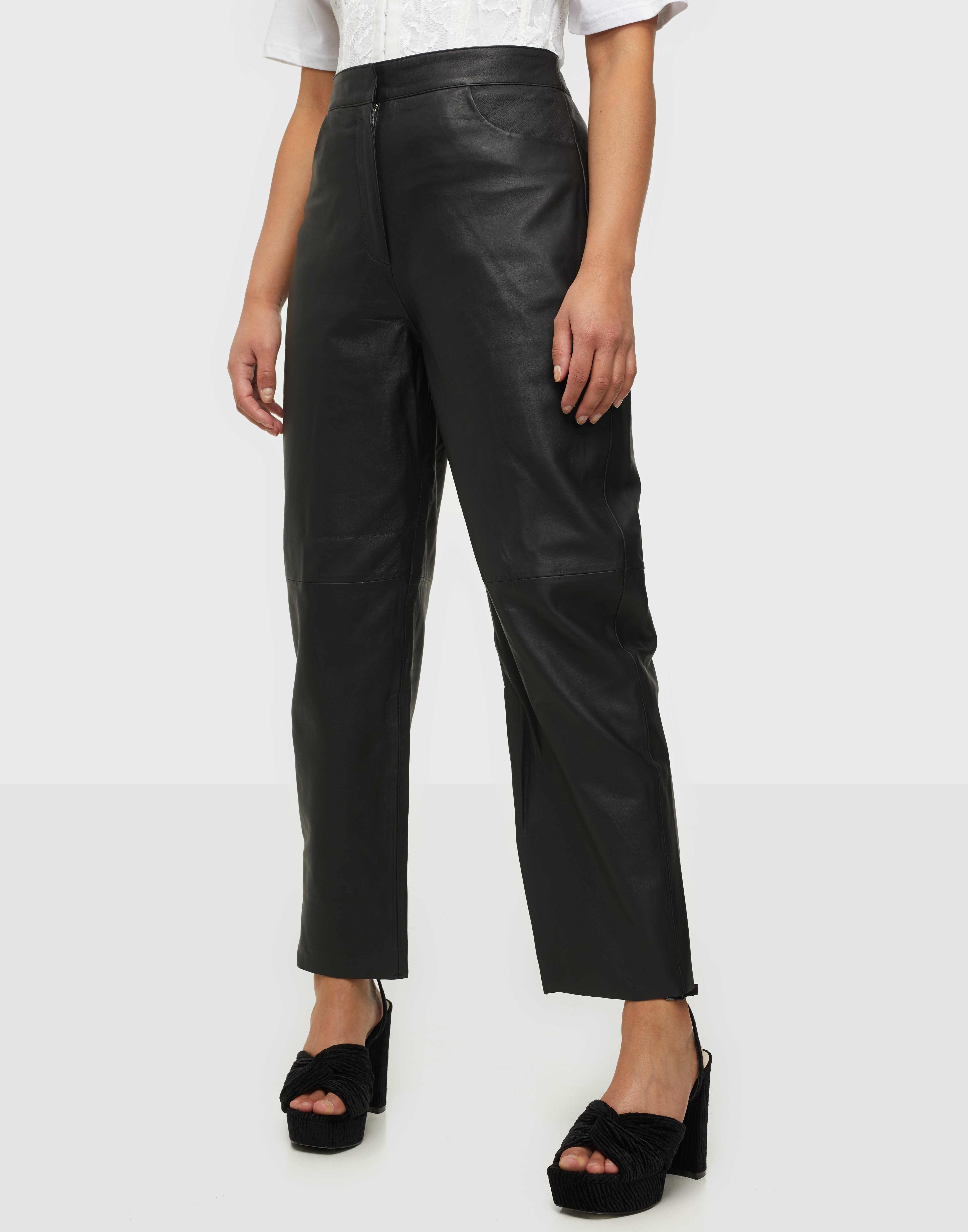 cropped leather pants