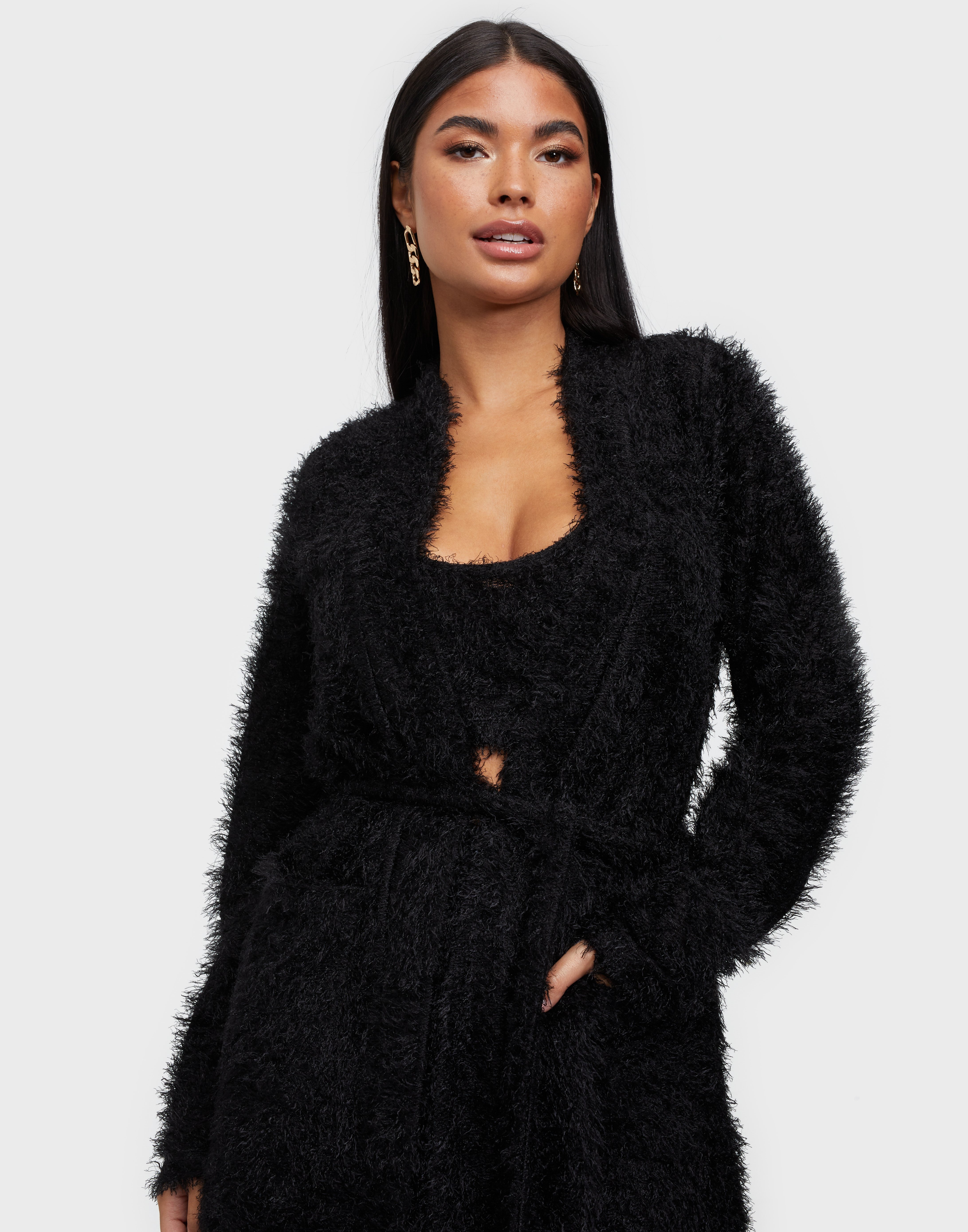 maxi fluffy cardigan
