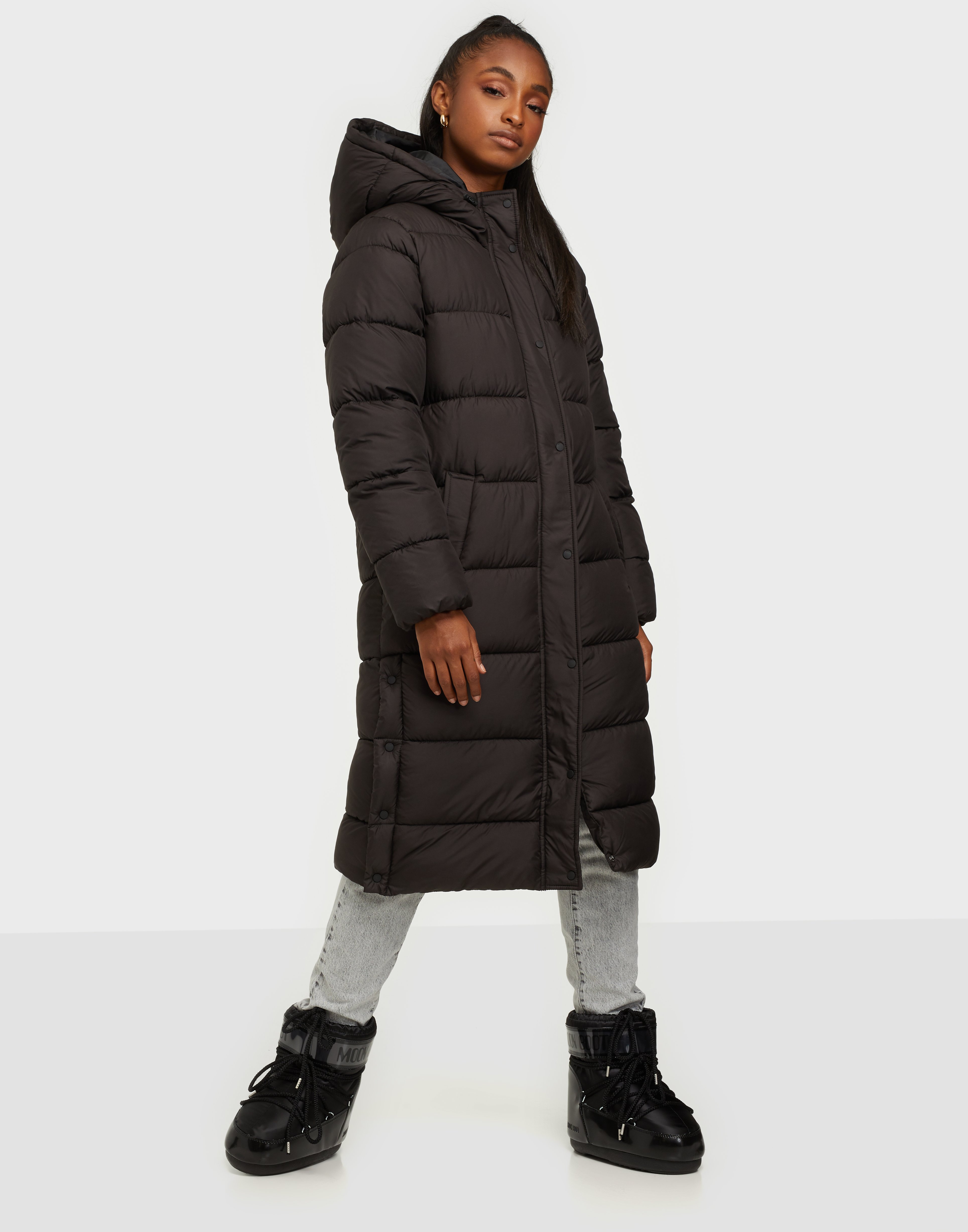 only cammie long quilted coat black