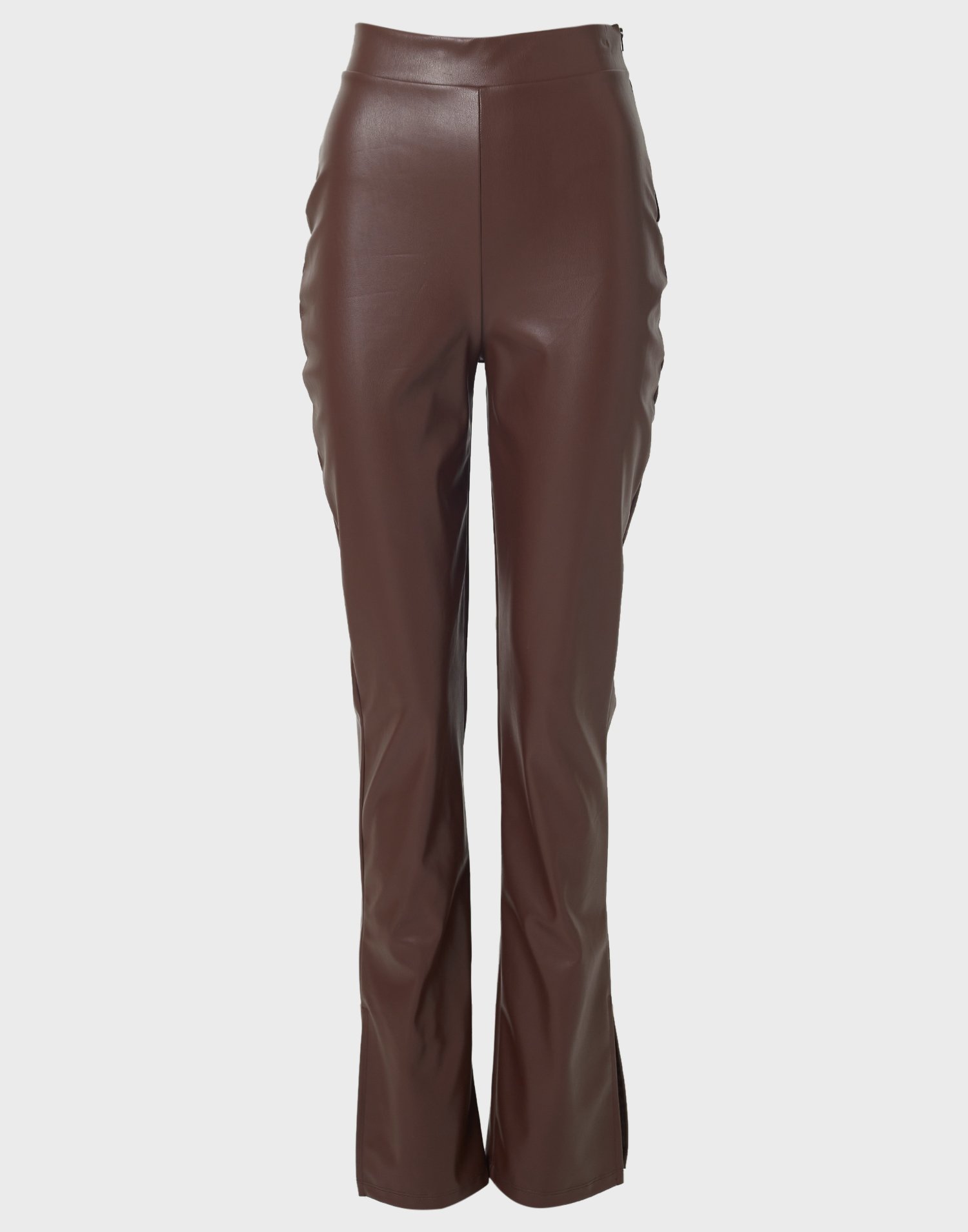 tall brown leather trousers