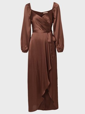 Shop NLY Eve Satin Wrap Dress - Dark ...