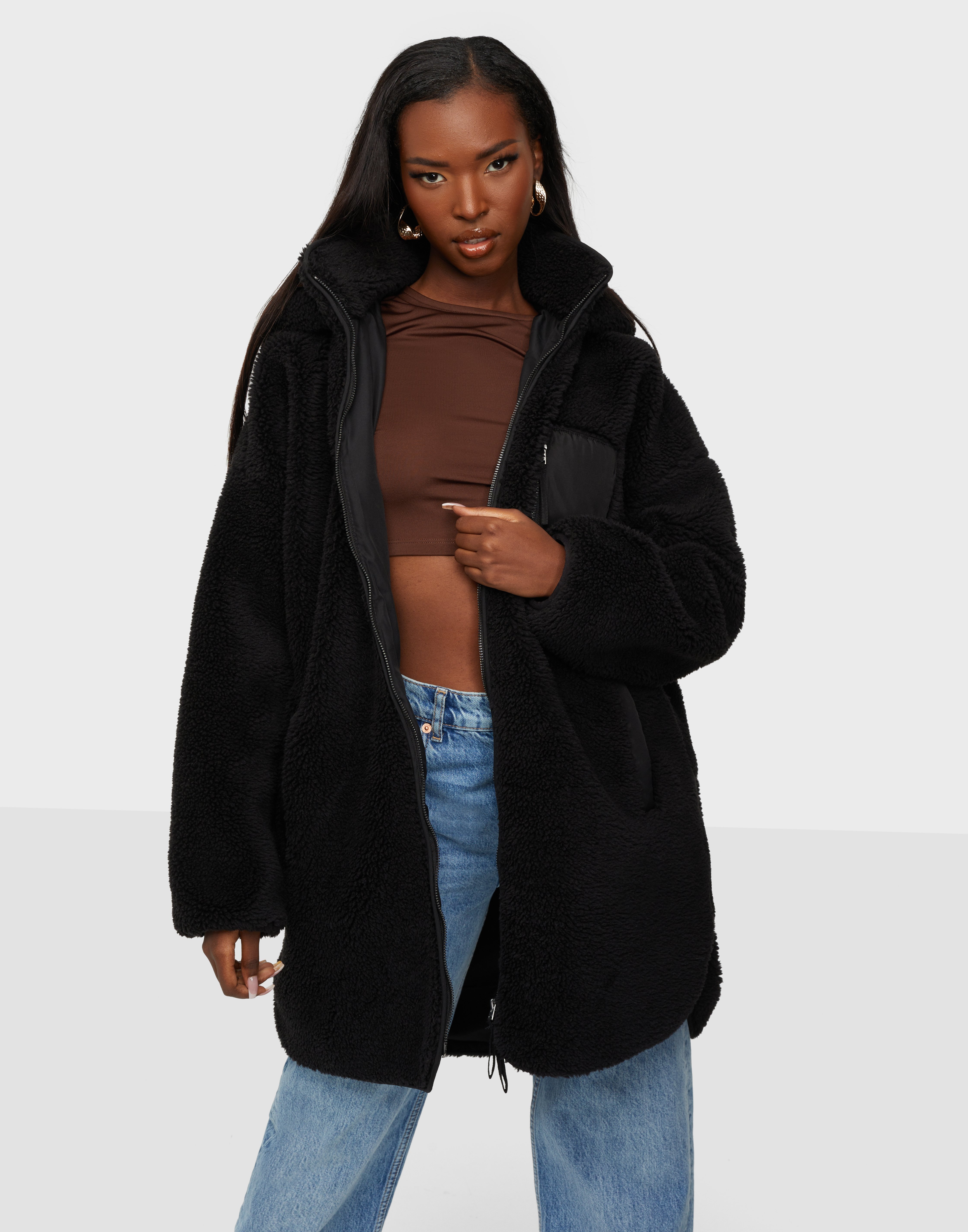 only sascha sherpa hooded jacket