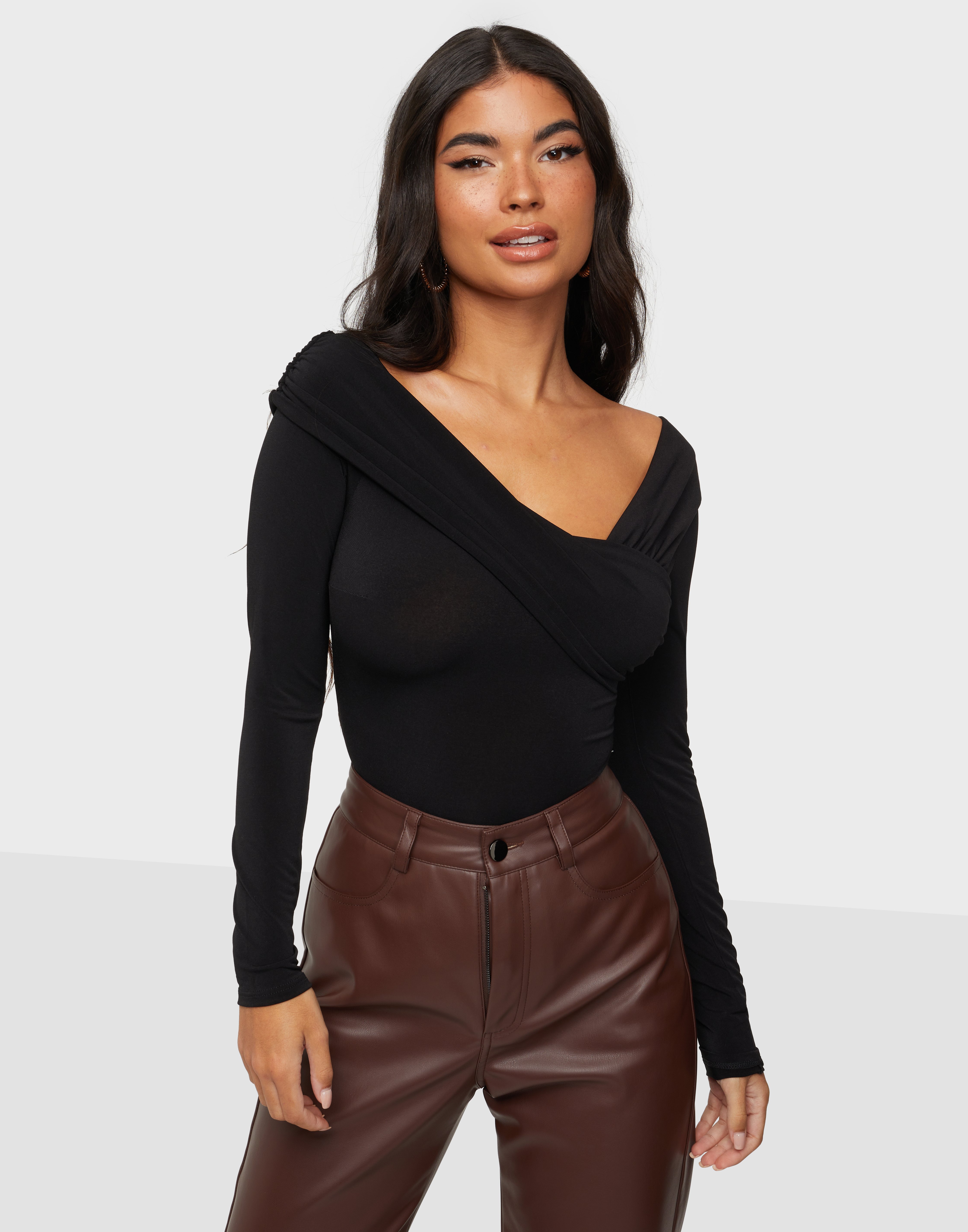 Shop Nly One Wrapped Asymmetric Body Black Nelly Com