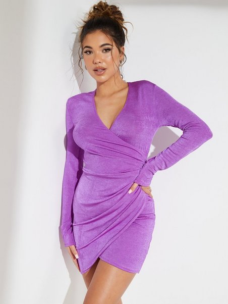 Wrap Slinky Dress Purple NLY One 