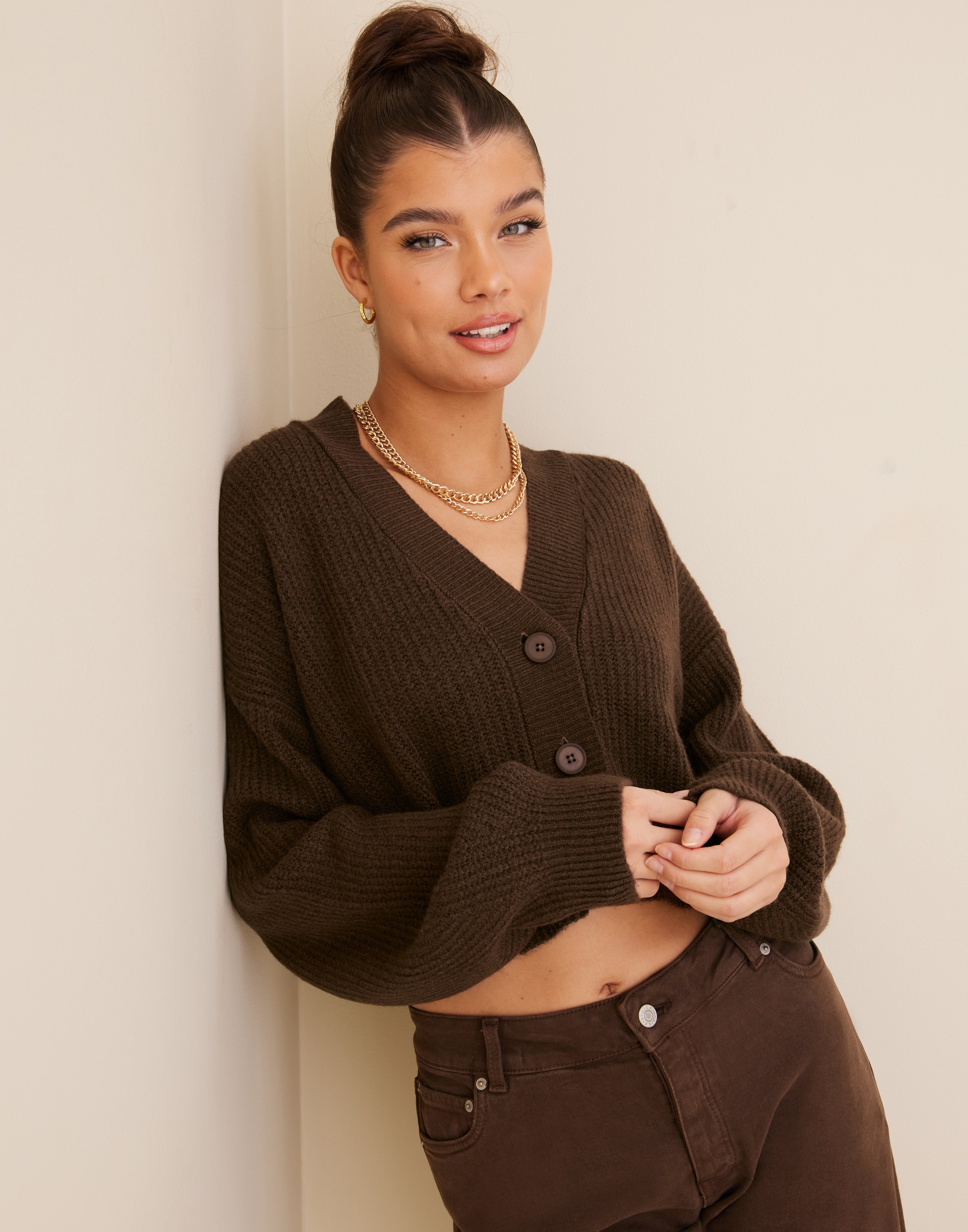 Shop Nly Trend My Soft Knit Cardigan Brown Nelly Com