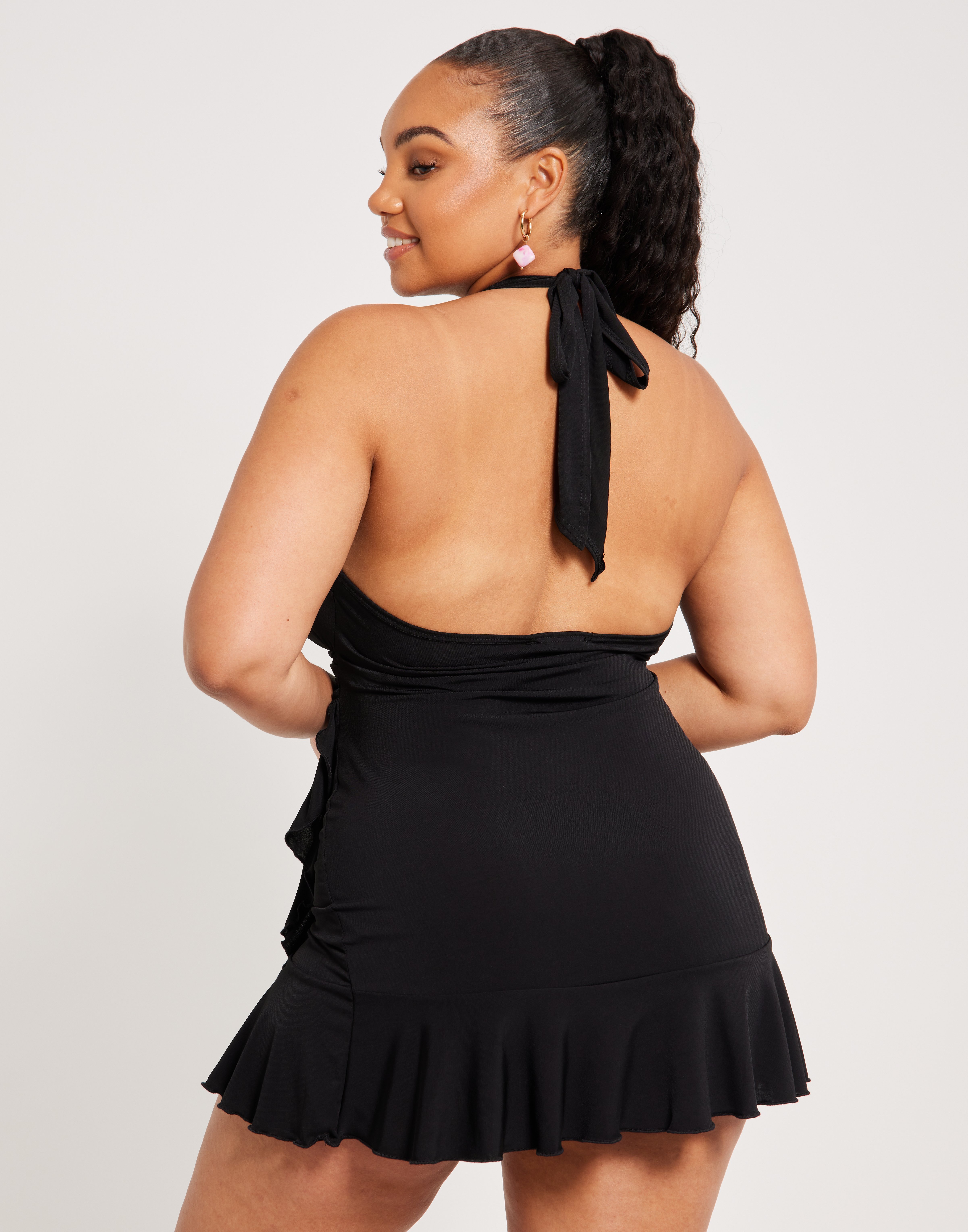 black tight wrap dress