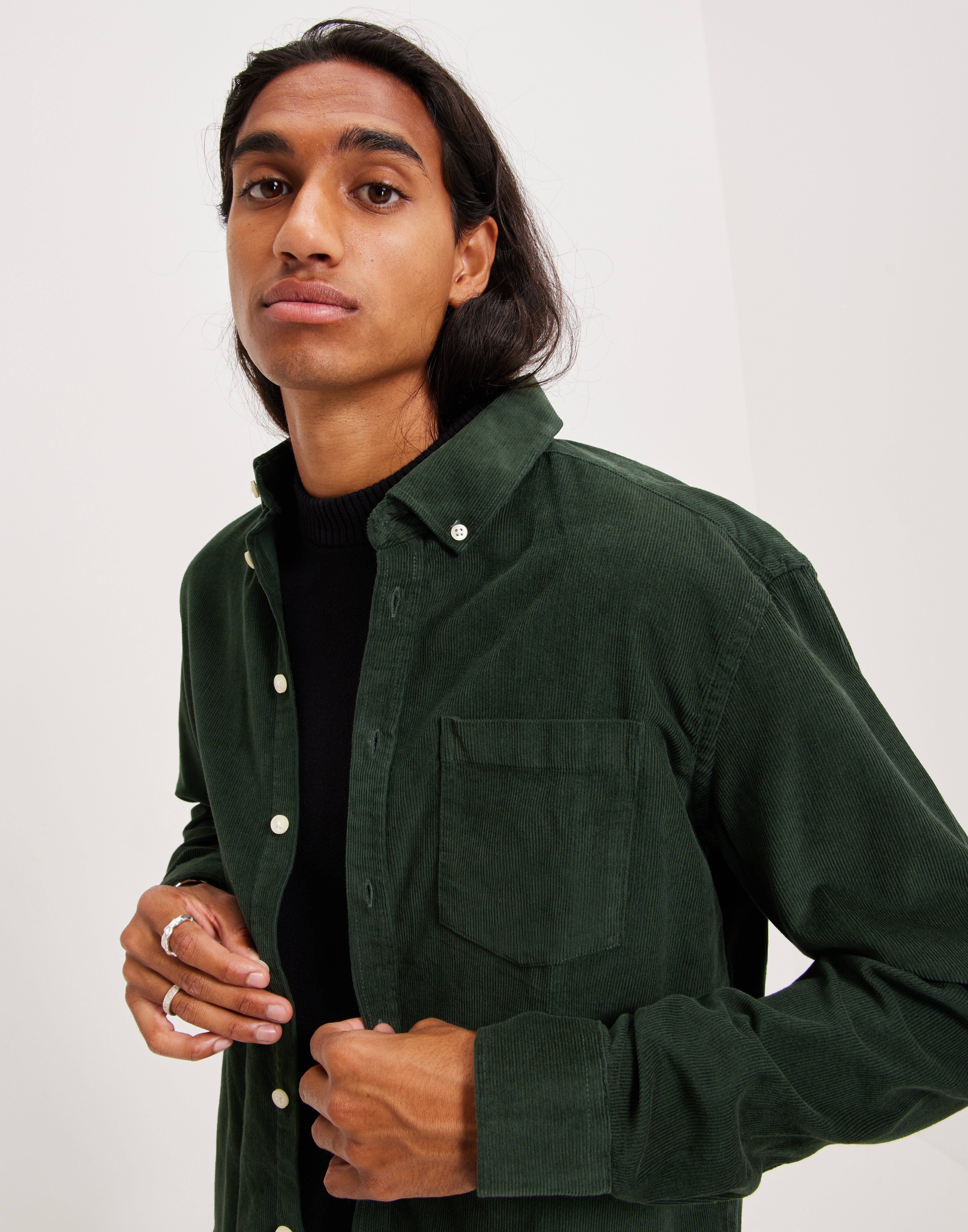 Anton LS BD baby corduroy shirt - Green 