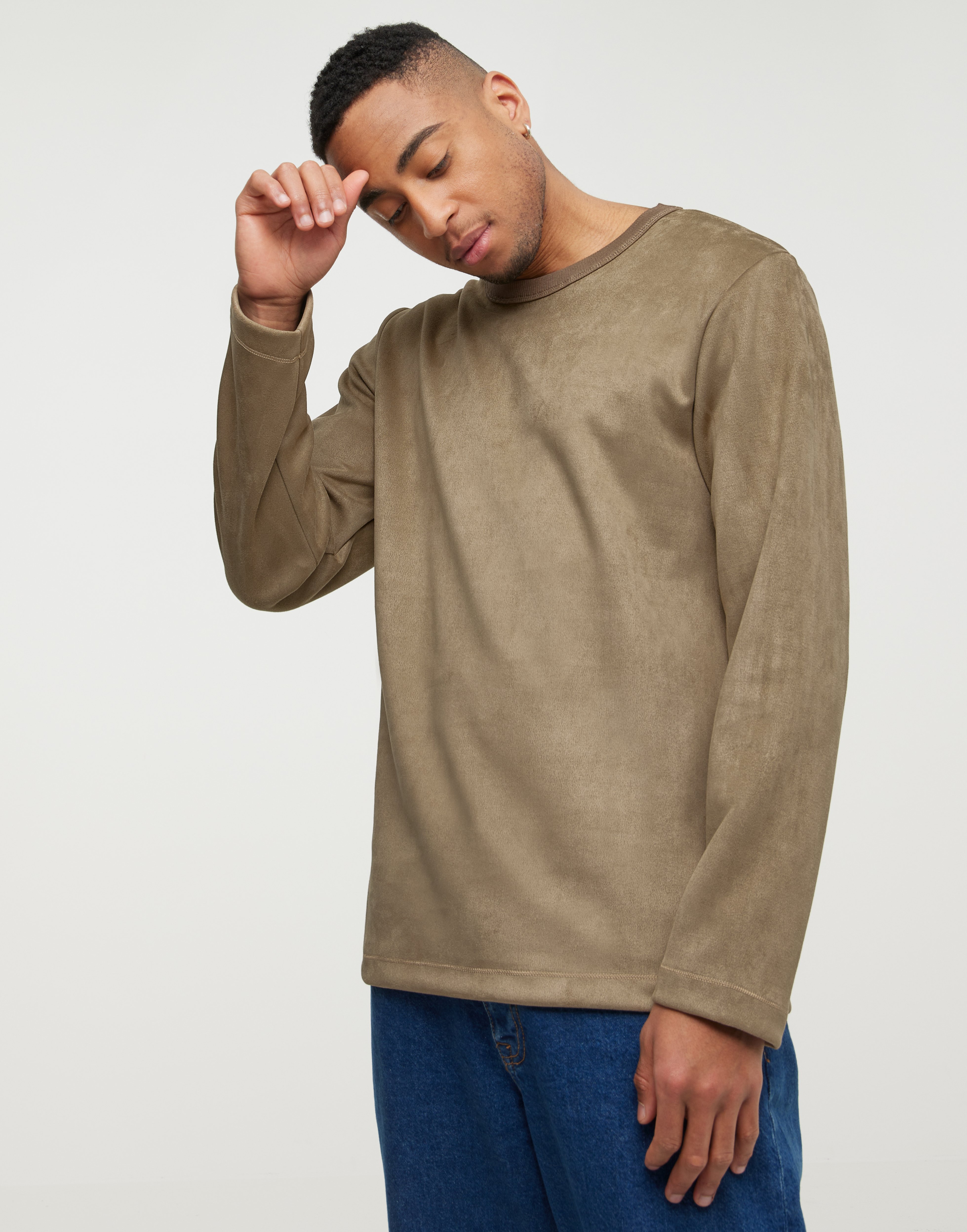 Human Scales Wilmer L/S Vegan Suede Trøjer Light Grey