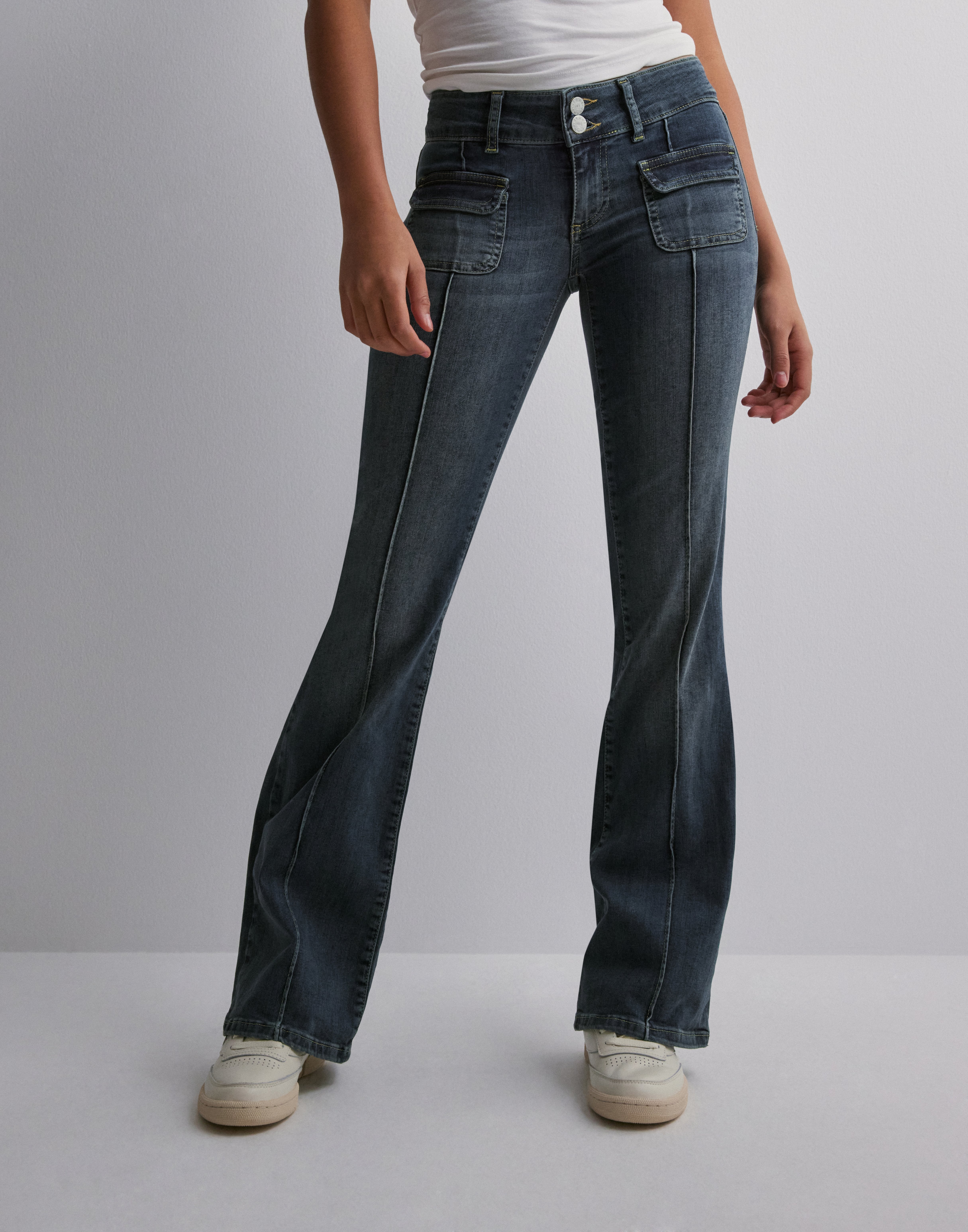 Low Waist Bootcut Pocket Jeans - Vintage Blue Denim - Nelly.com