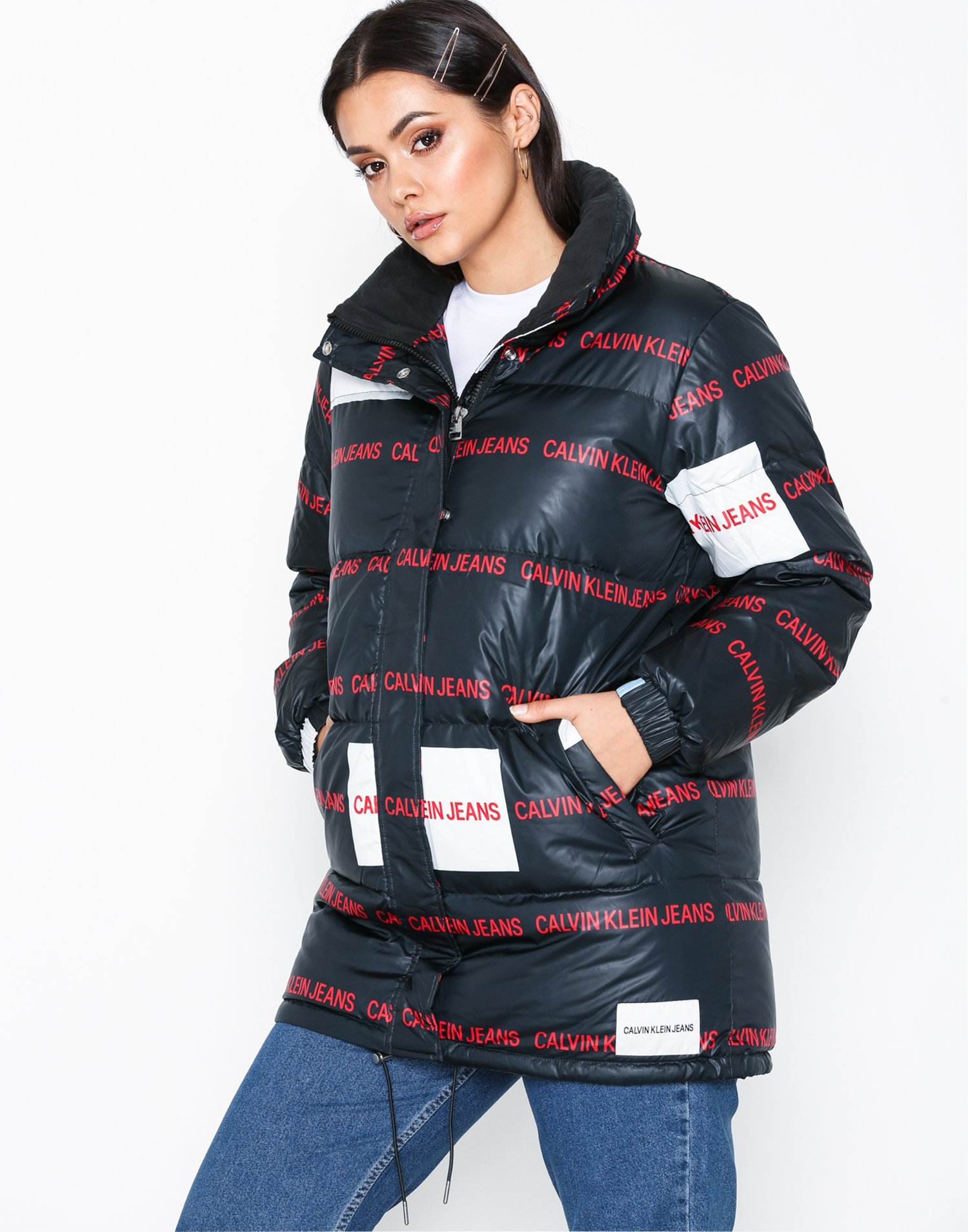 calvin klein multi logo puffer