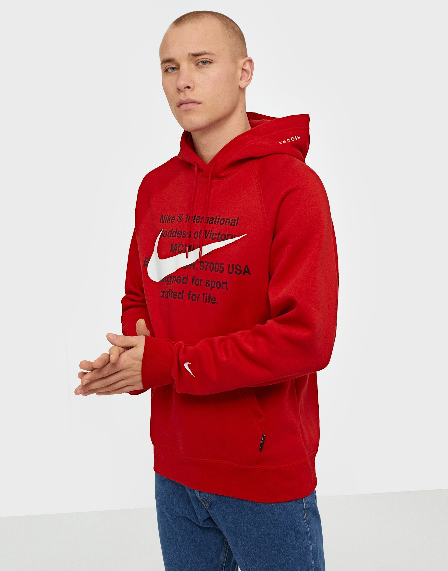 nike sportswear swoosh hoodie red