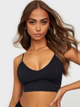 Lindex Bra Seamless Rib top Bandeau & Soft-Bra Black
