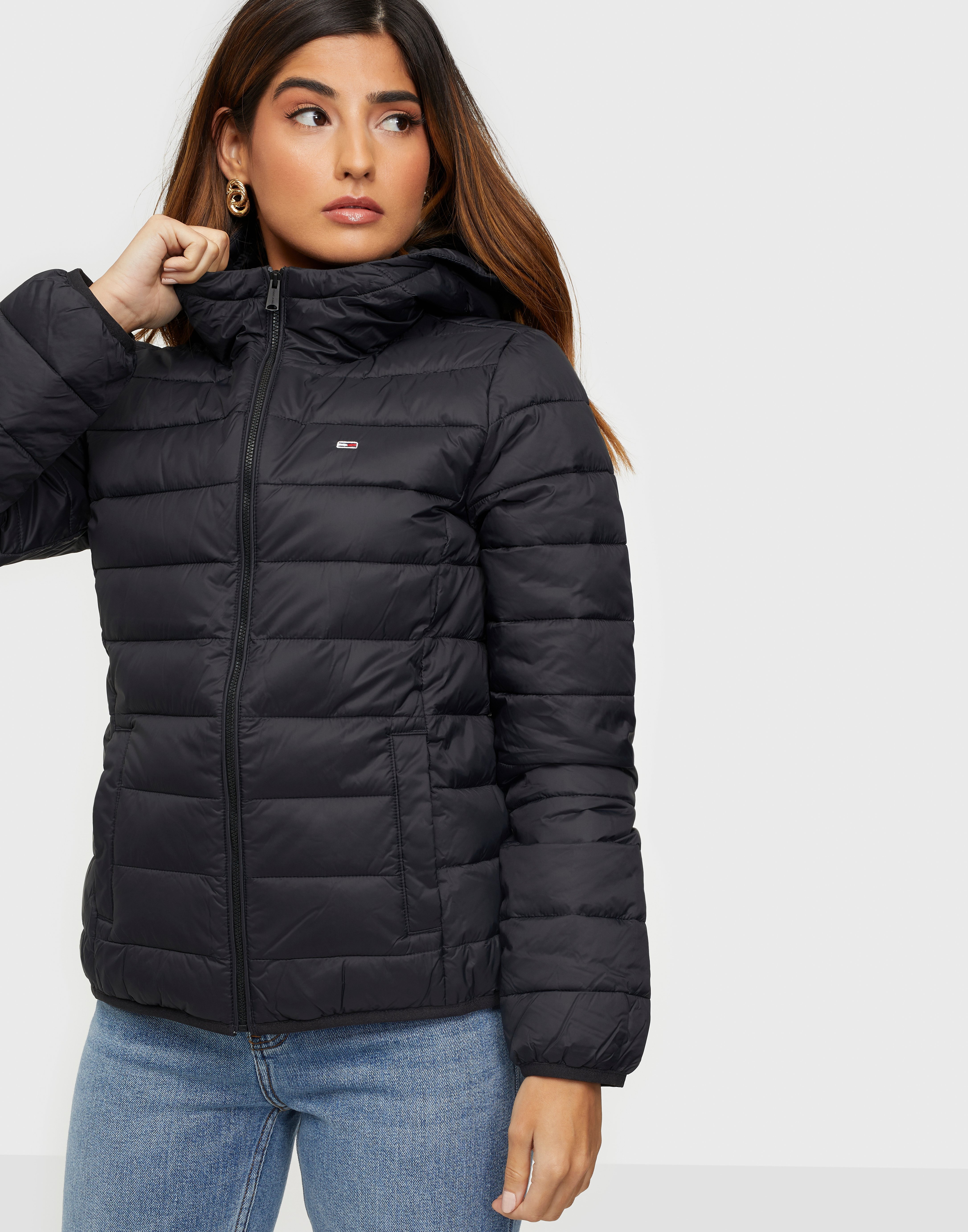 tommy jeans quilted zip through jacket