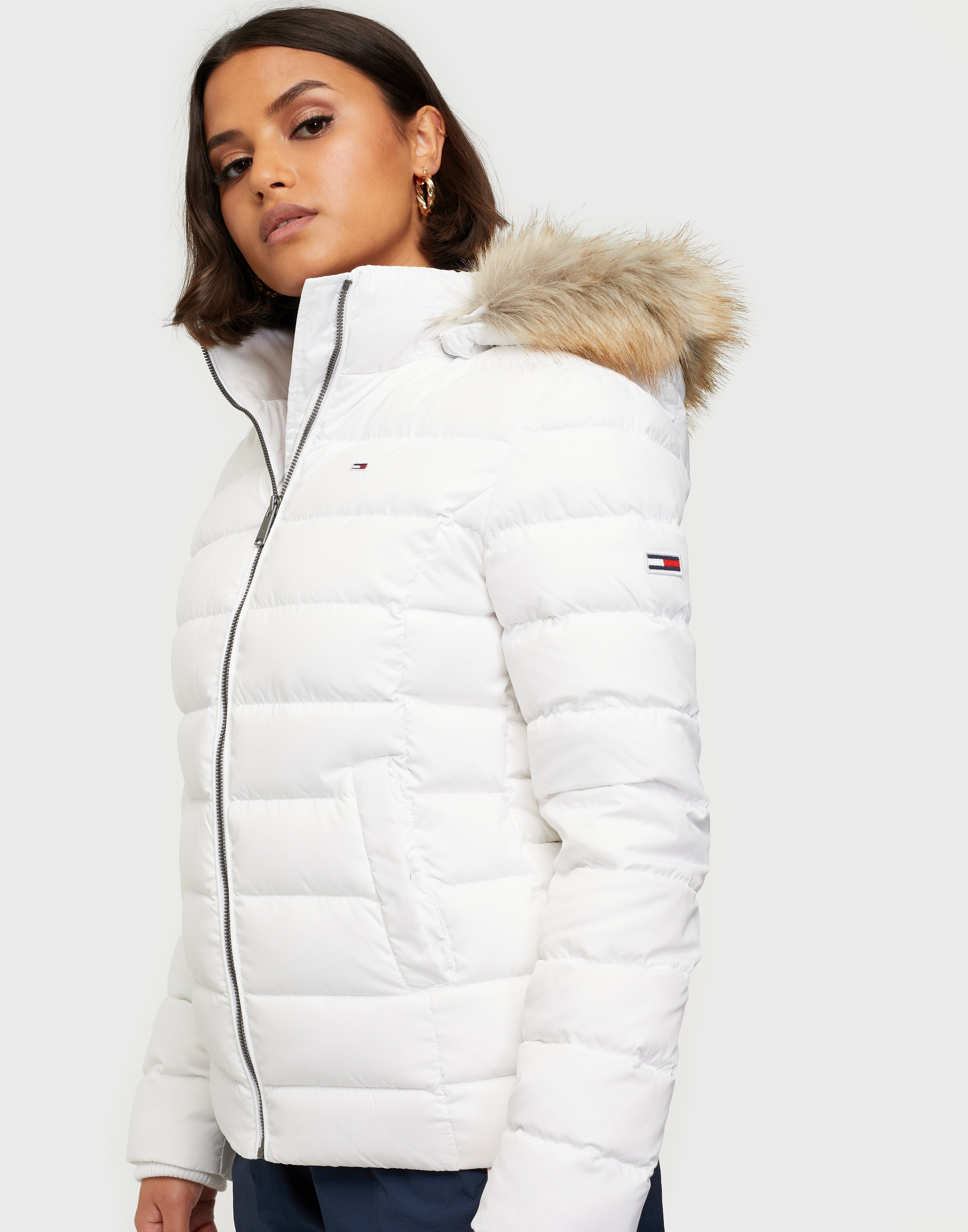 tommy jeans tjw basic quilted hooded jacket