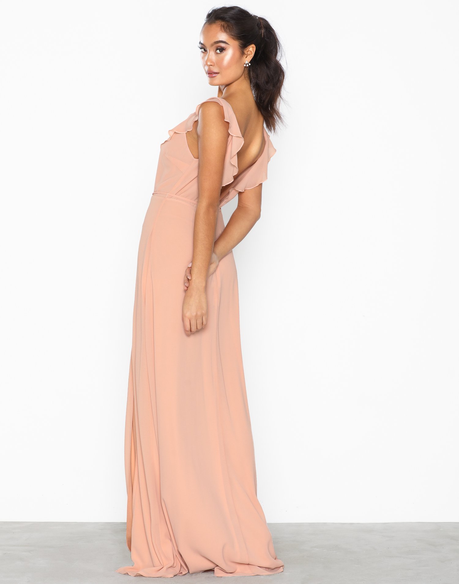 flowy flounce wrap gown