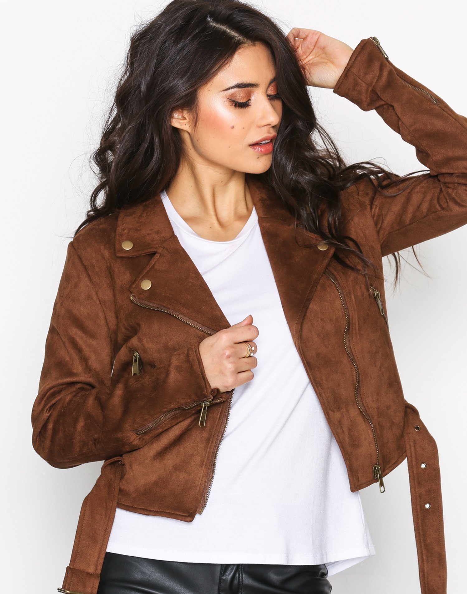 nelly suede biker jacket