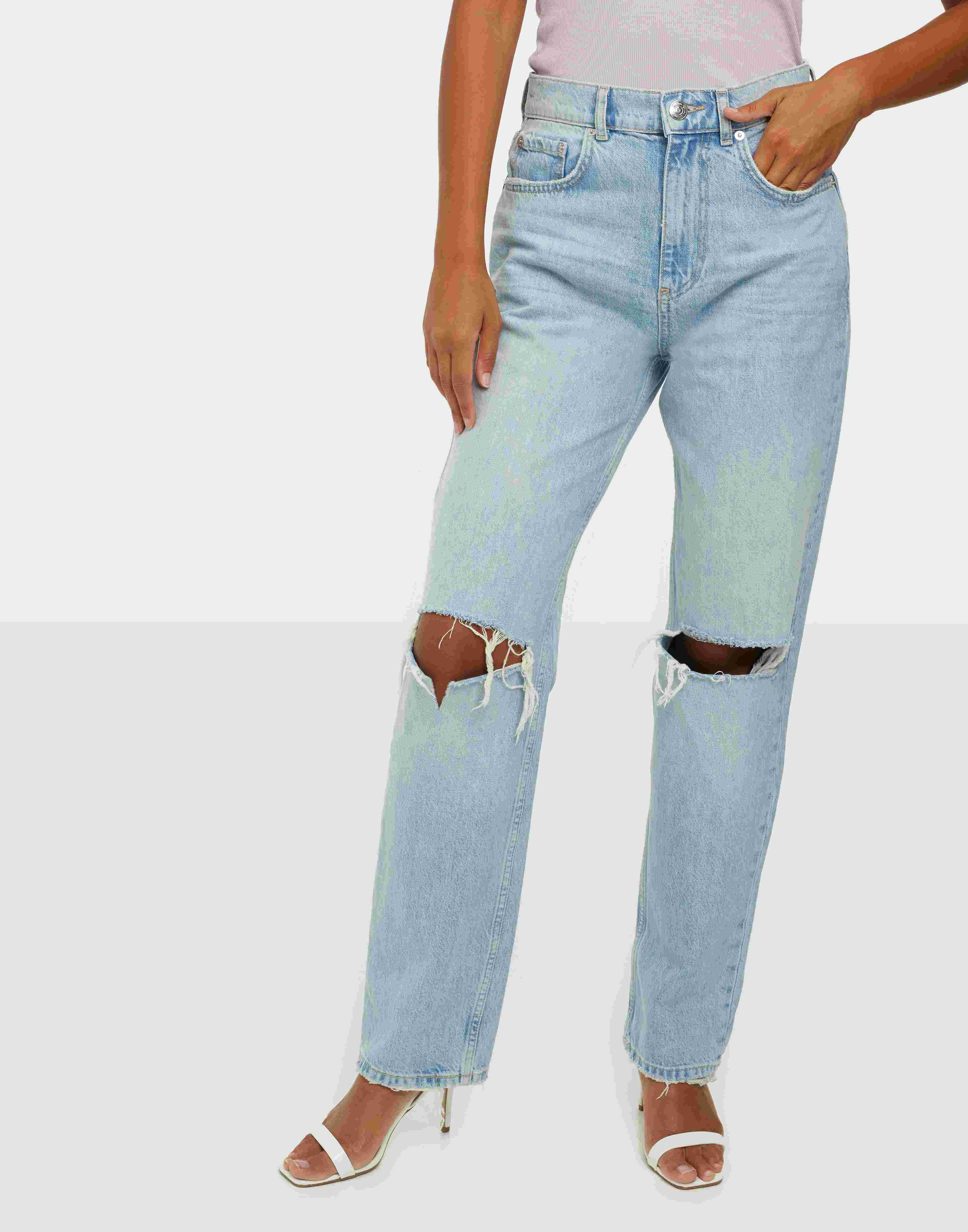 The 90s Hi Waist Jeans Light Blue Nelly Com