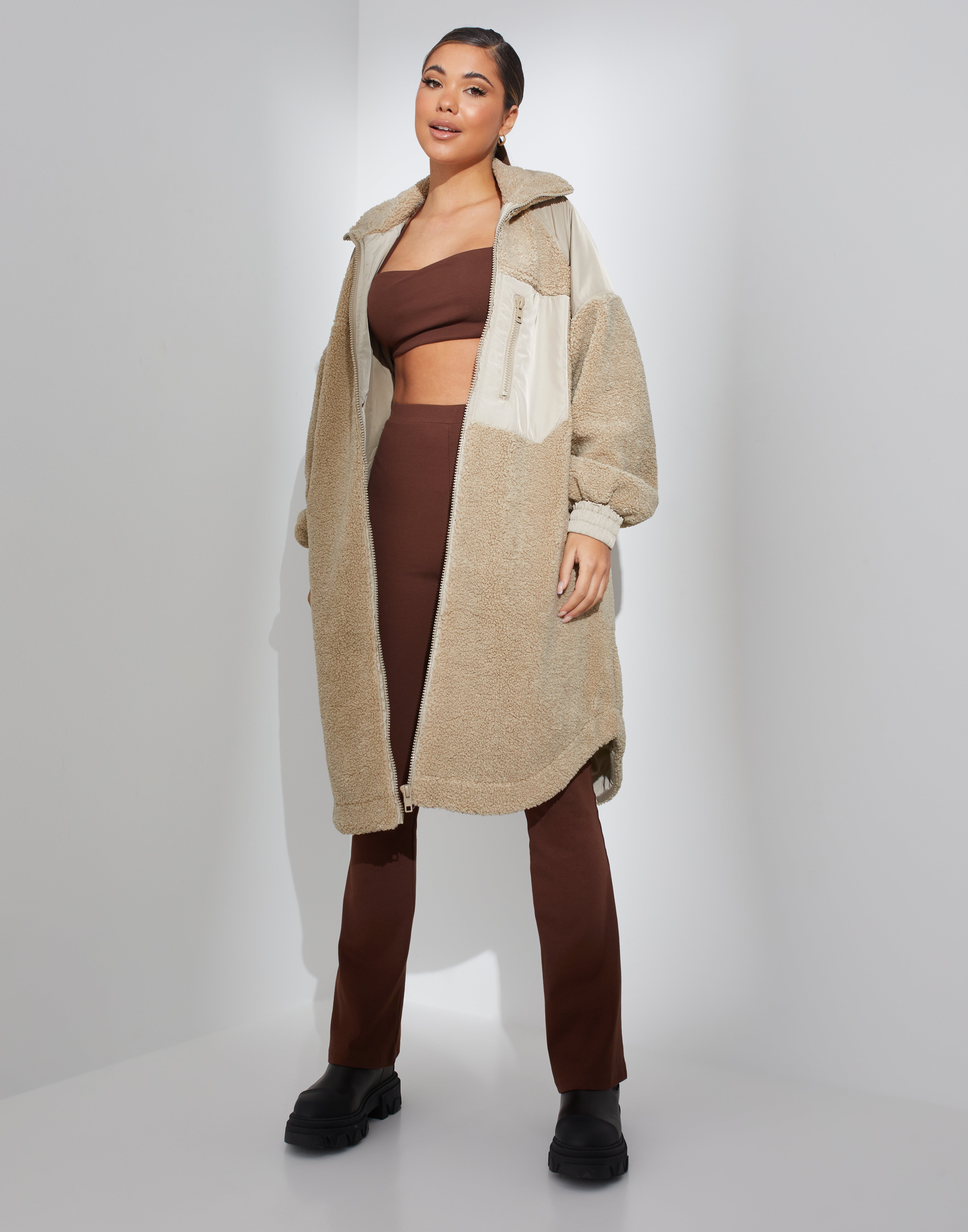 Elvira Teddy Coat Faux Beige Tricot Nelly.com