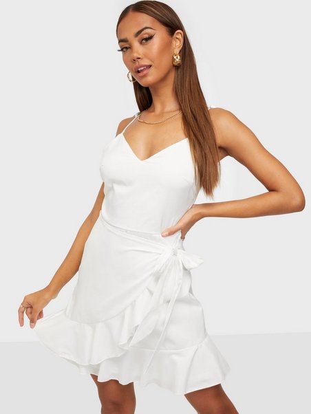 Shop Parisian Side Wrap Frilly Dress - White - Nelly.com