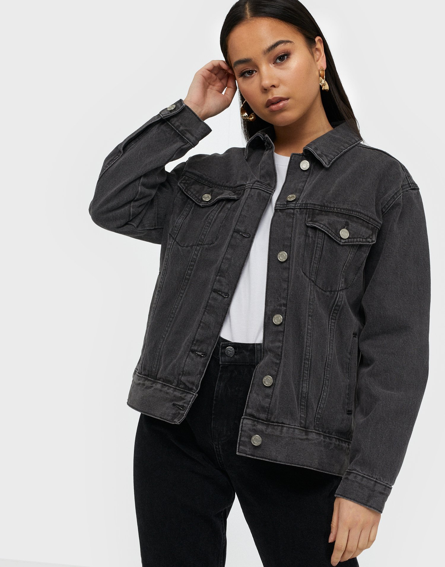 oversized black denim jacket