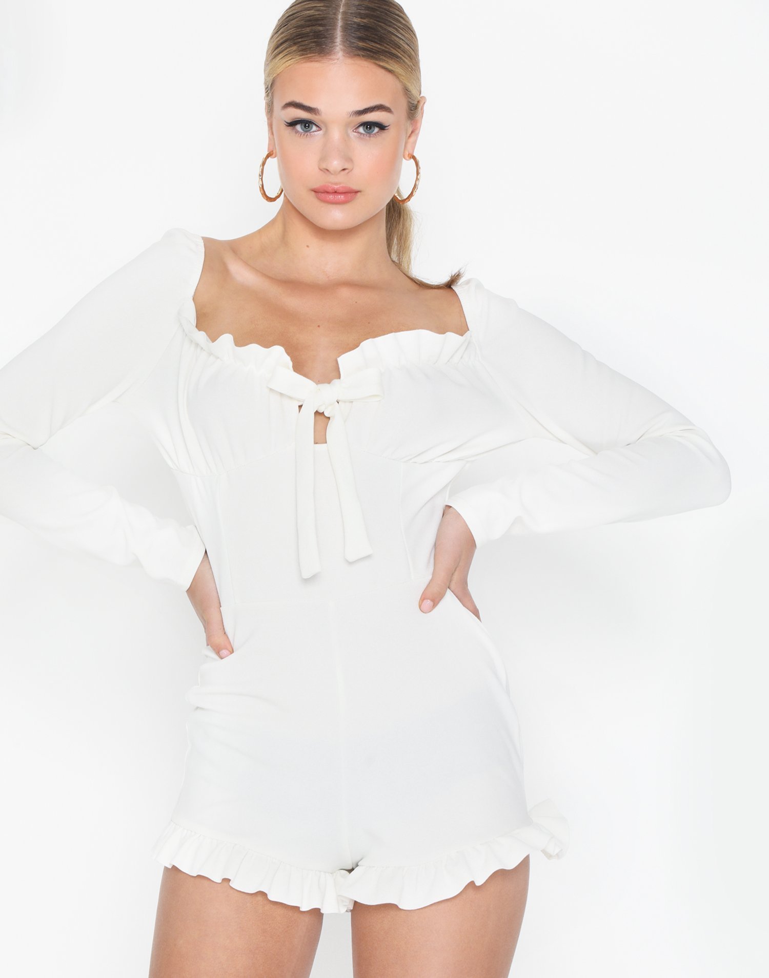 white frill playsuit