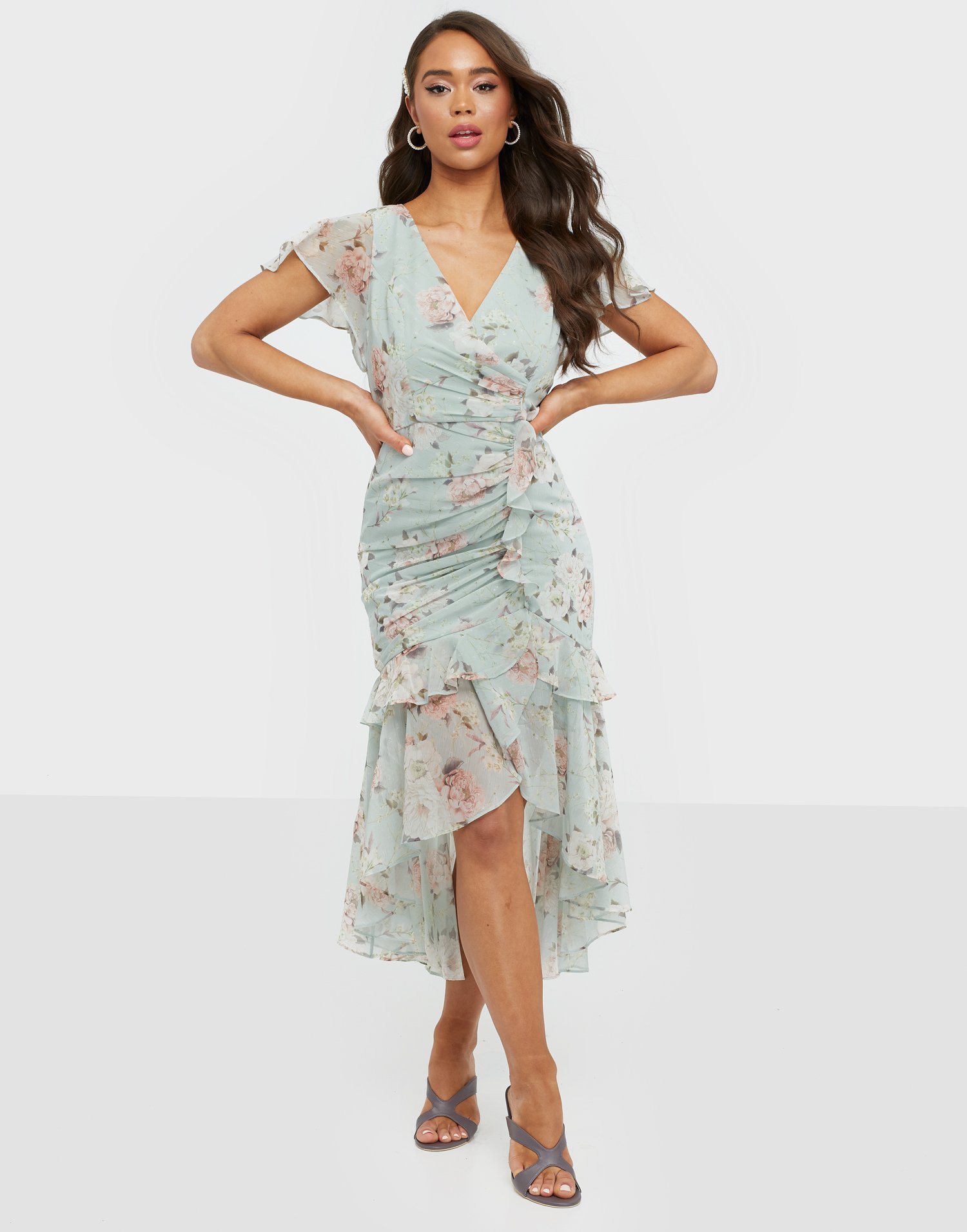 Ruched Wrap Midi - Mint - Nelly 