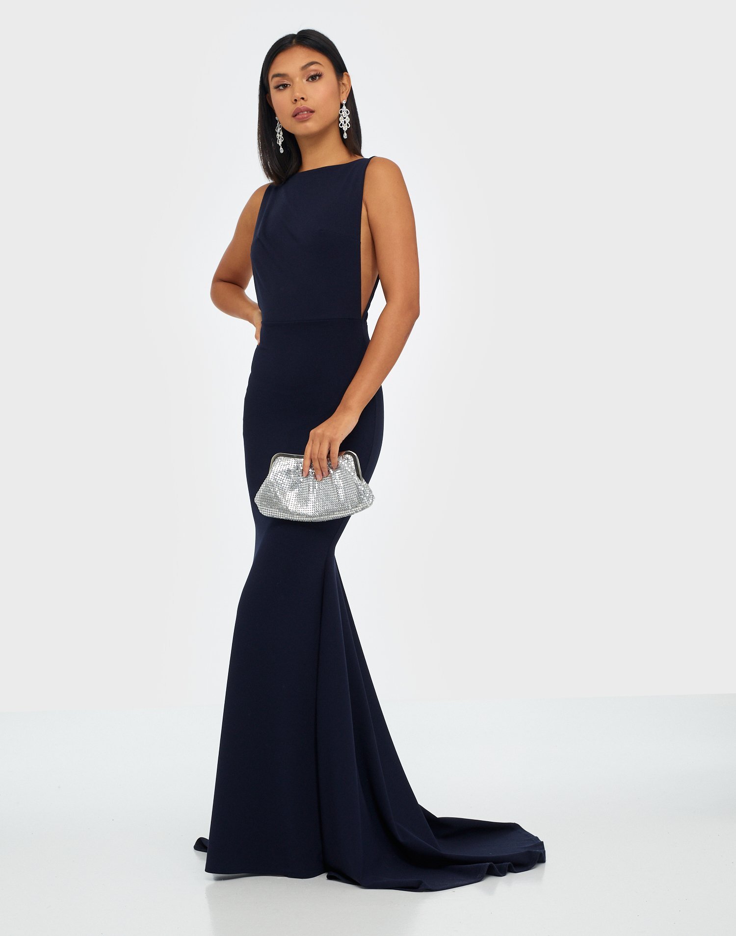 navy low back dress