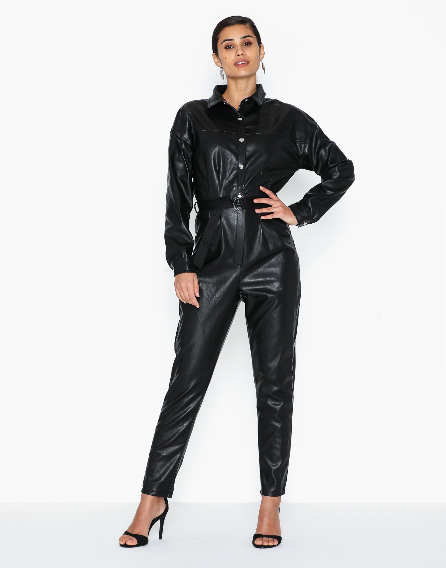 pu leather jumpsuit