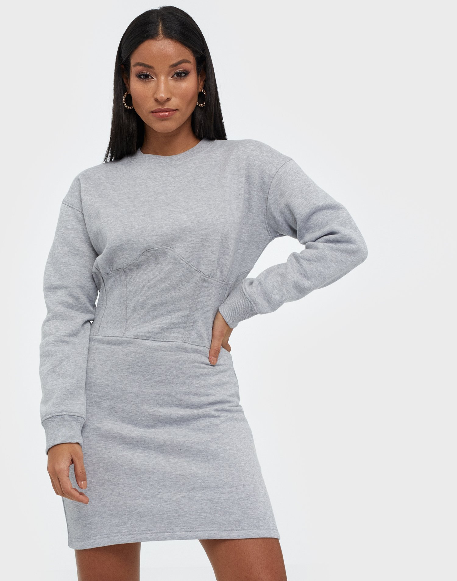 grey corset sweater dress