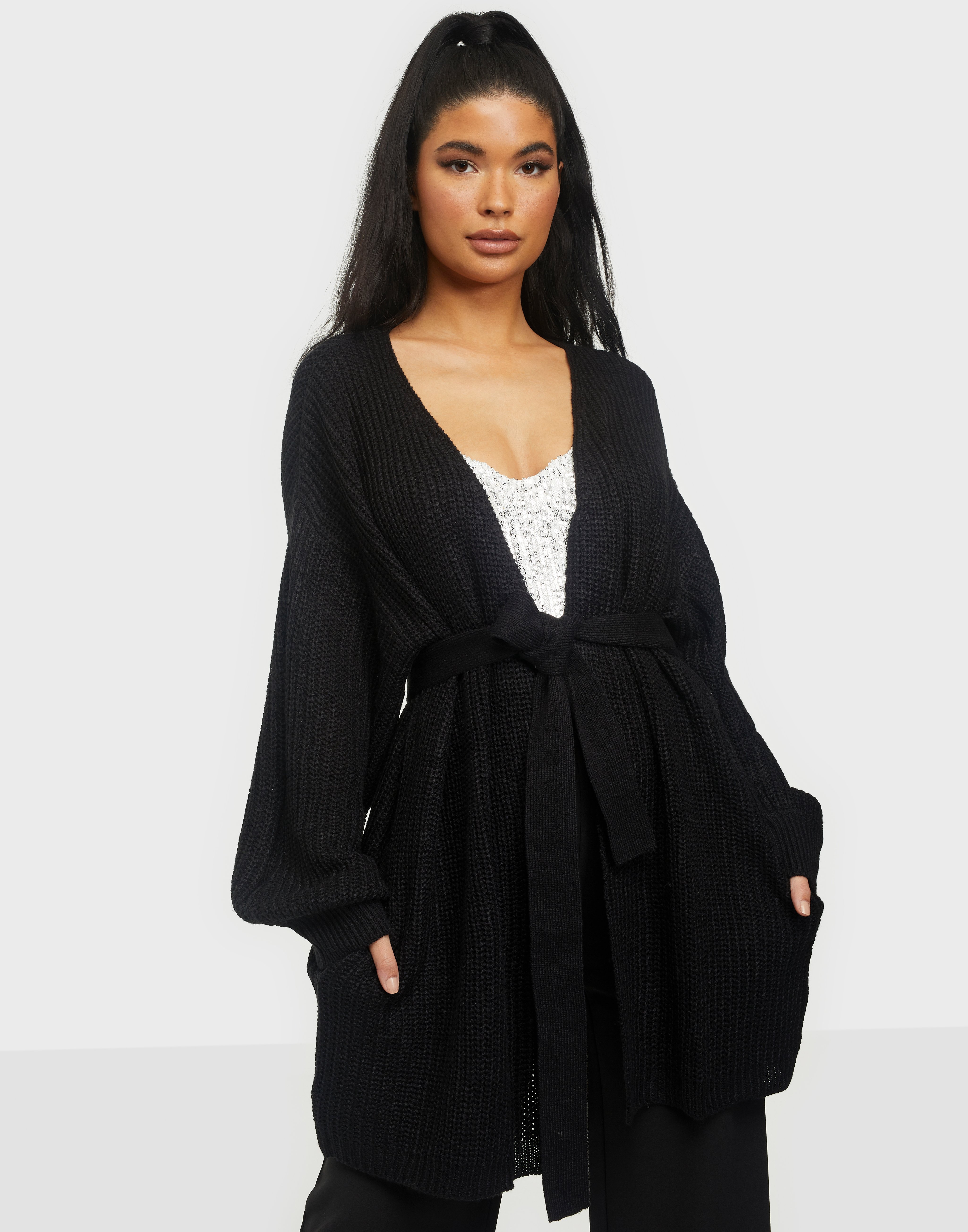 oversized balloon sleeve cardigan