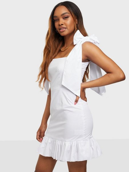 Square Neck Mini Dress - White - Nelly.com