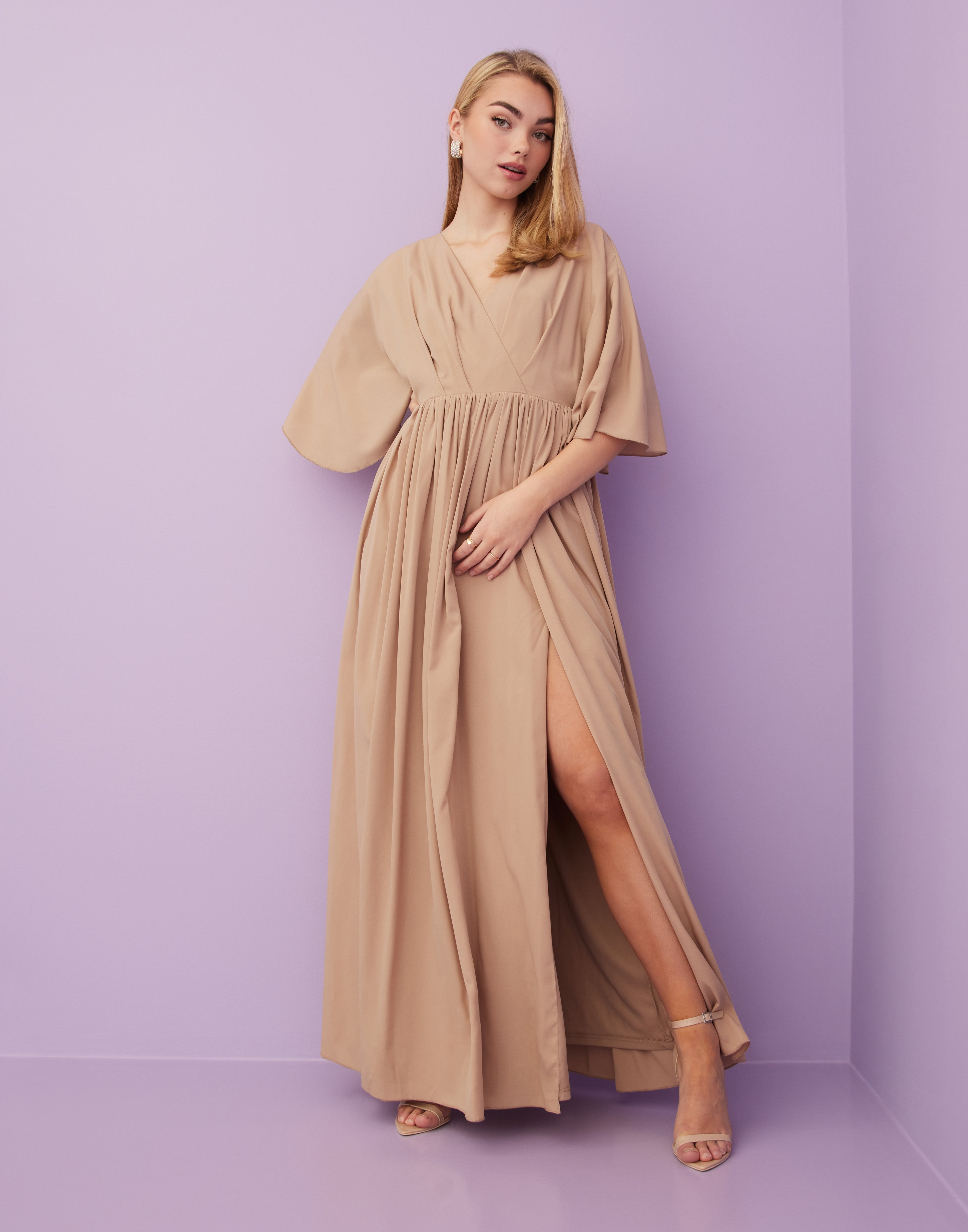 deluxe wrap front maxi dress