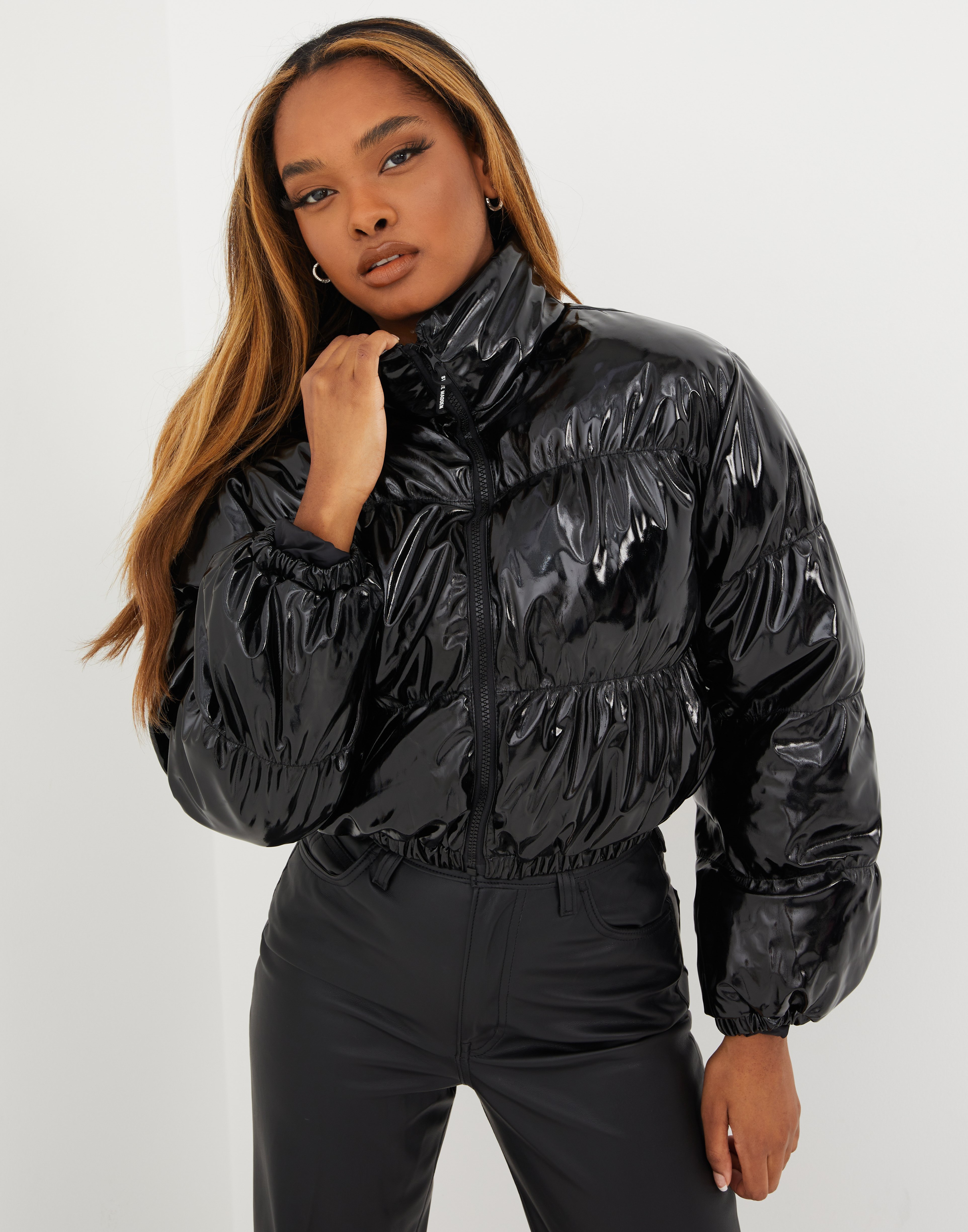 patent leather puffer