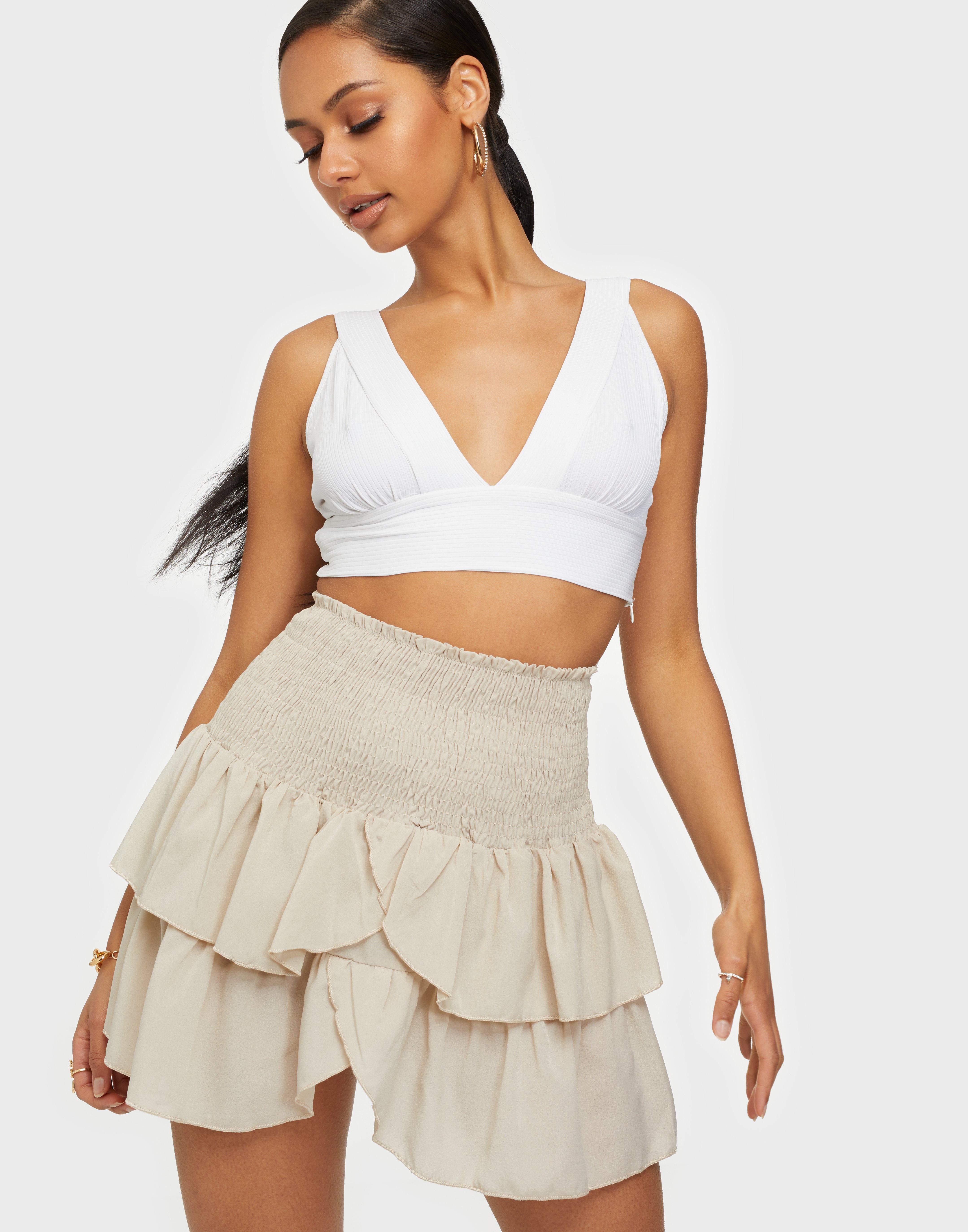 Carin Skirt Mini skirts Sand Neo - Nelly.com