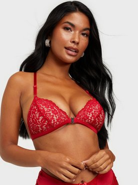 Hunkemöller Rose Triangle Bralette Bandeau & Soft-Bra Tango Red