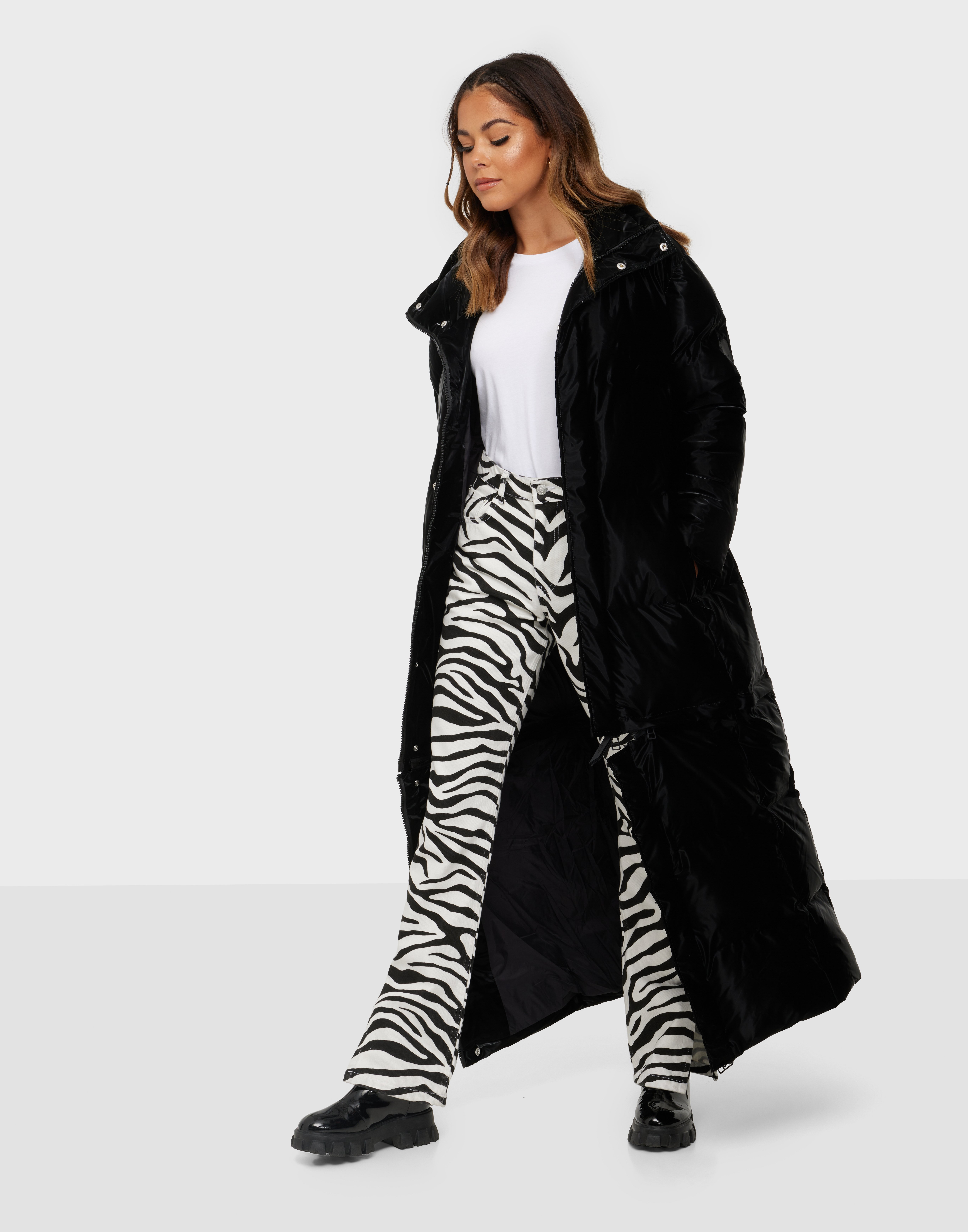 black extra long puffer coat